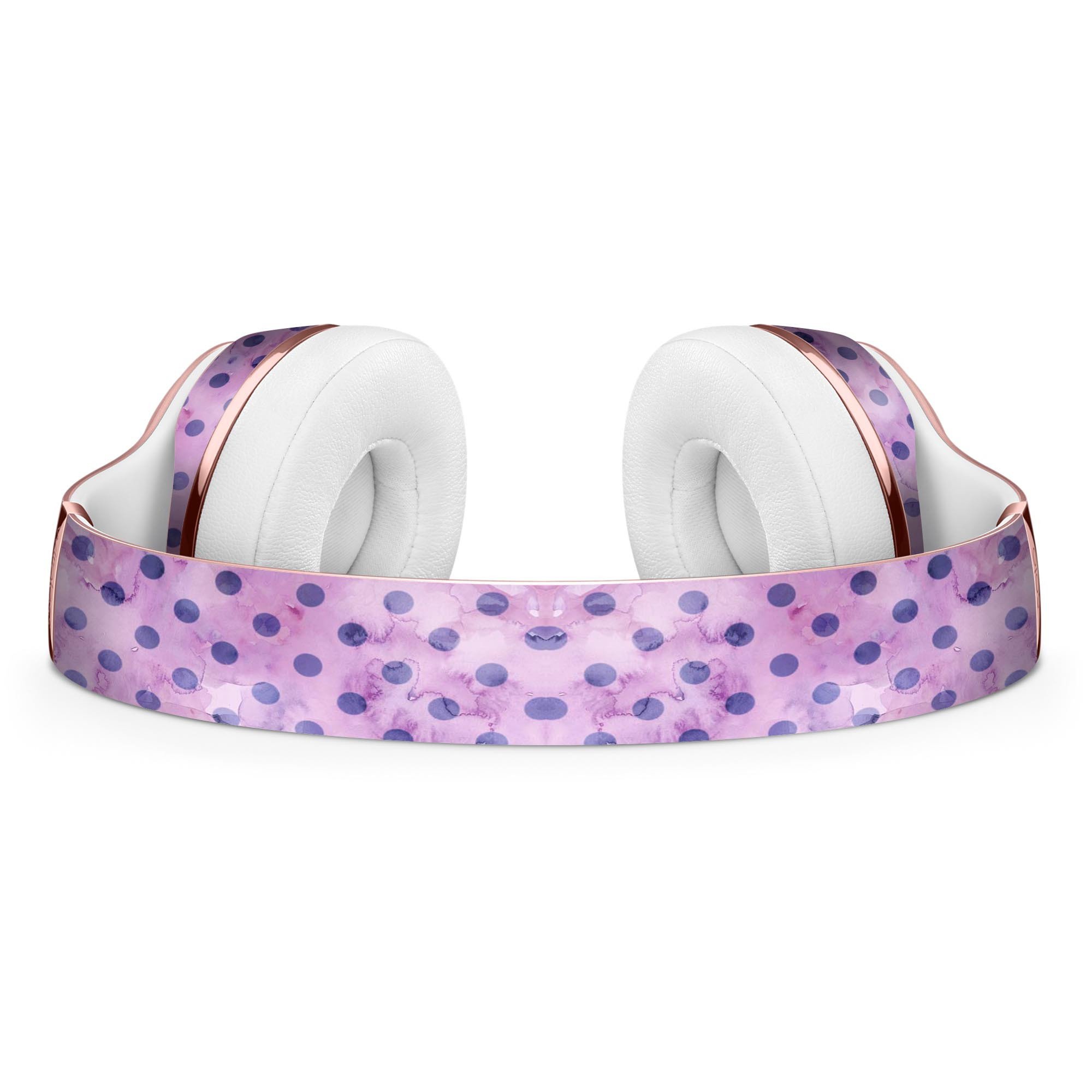 Little Purple Watercolor Polka Dots Skin Kit for Beats by Dre Solo 3 Wireless Headphones, showcasing vibrant colors and unique design.