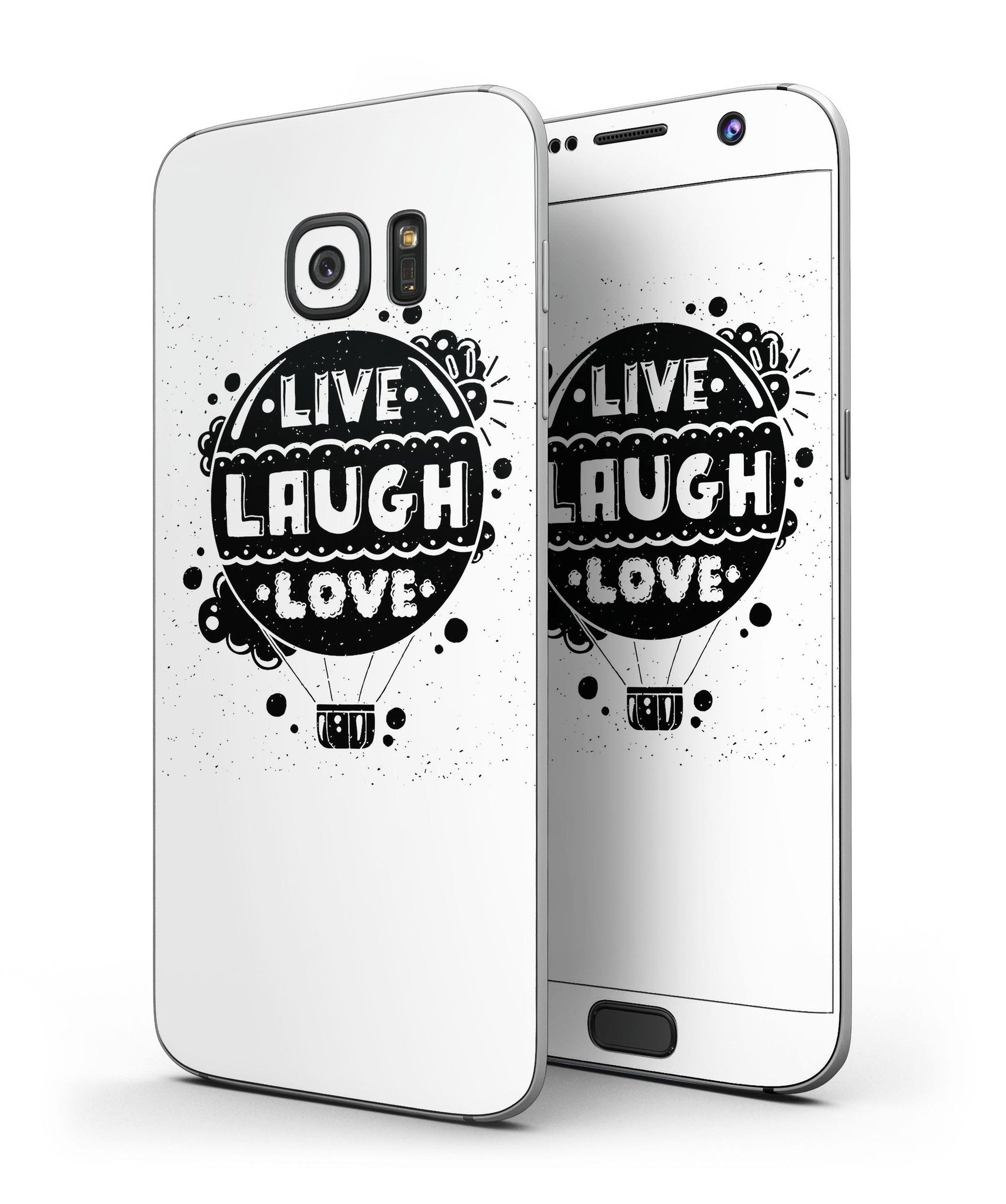 Live Laugh Love Full Body Skin-Kit for Samsung Galaxy S7 and S7 Edge, showcasing vibrant design and premium vinyl material.