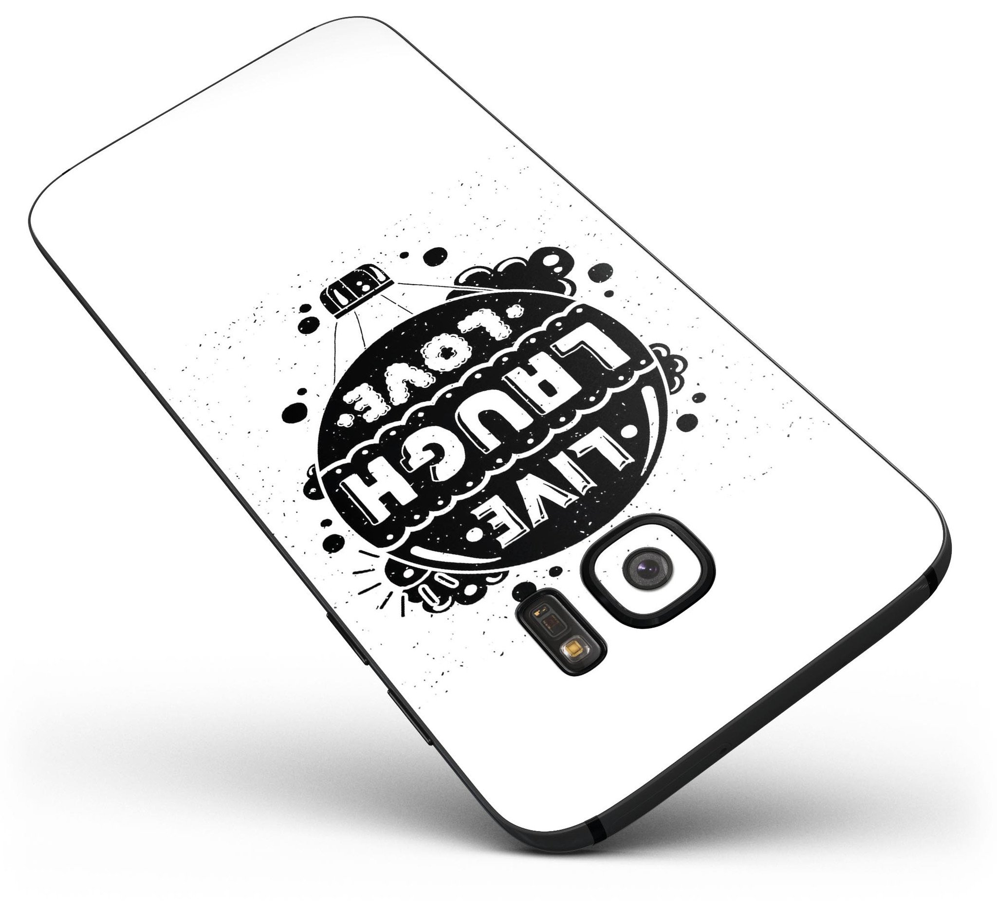 Live Laugh Love Full Body Skin-Kit for Samsung Galaxy S7 and S7 Edge, showcasing vibrant design and premium vinyl material.