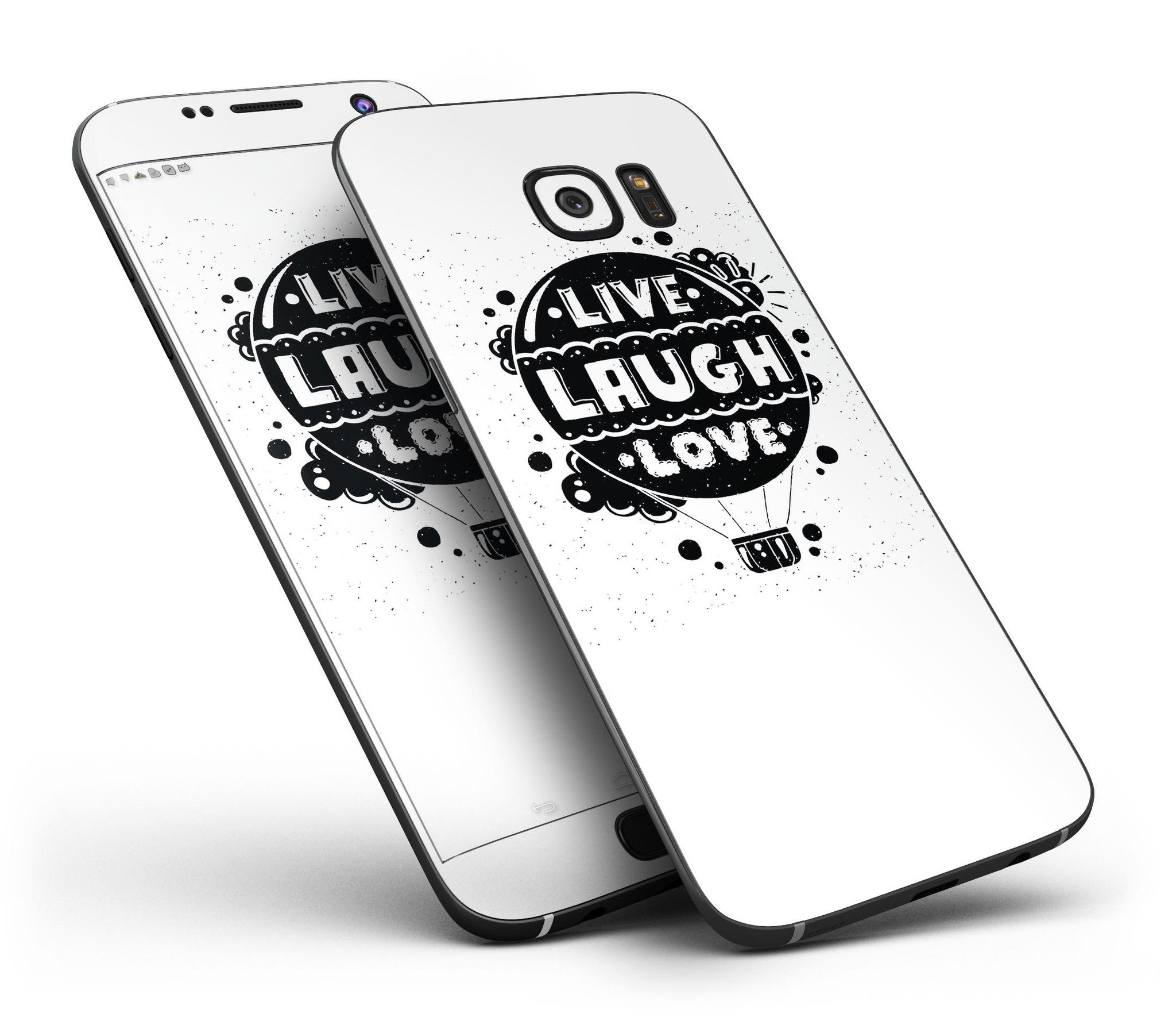 Live Laugh Love Full Body Skin-Kit for Samsung Galaxy S7 and S7 Edge, showcasing vibrant design and premium vinyl material.