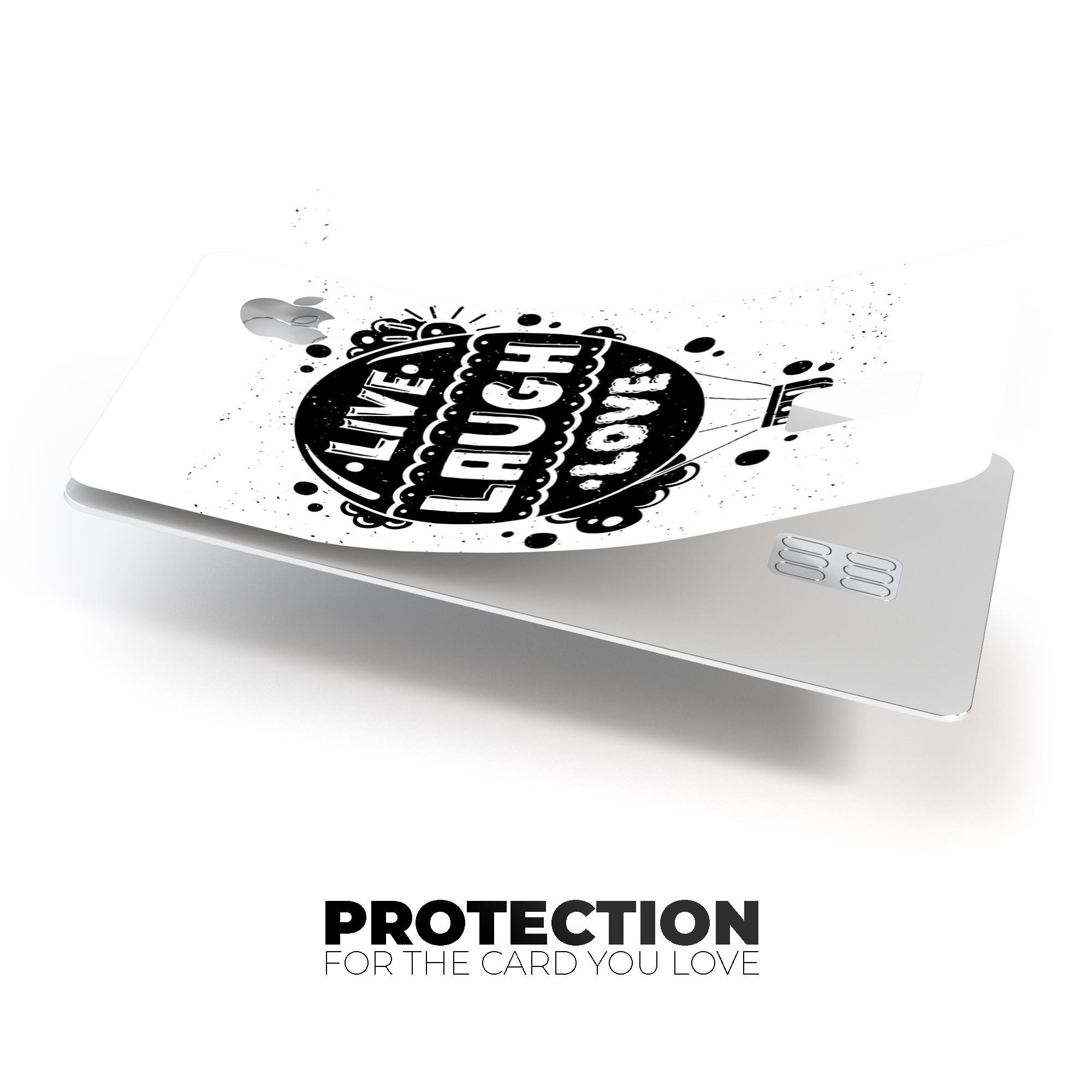 Live Laugh Love Premium Protective Decal Skin-Kit for Apple Card, showcasing its stylish design and durable vinyl material.