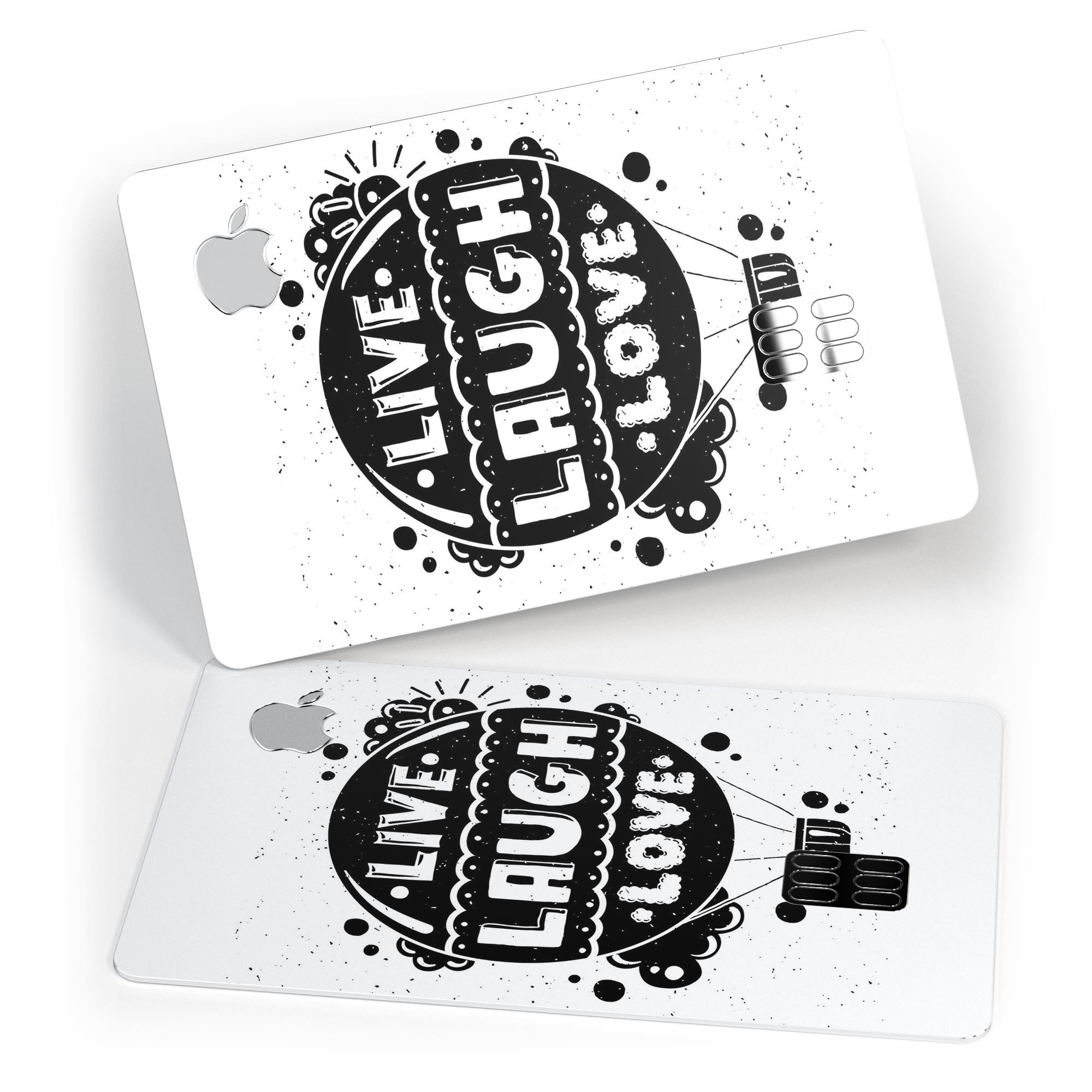 Live Laugh Love Premium Protective Decal Skin-Kit for Apple Card, showcasing its stylish design and durable vinyl material.