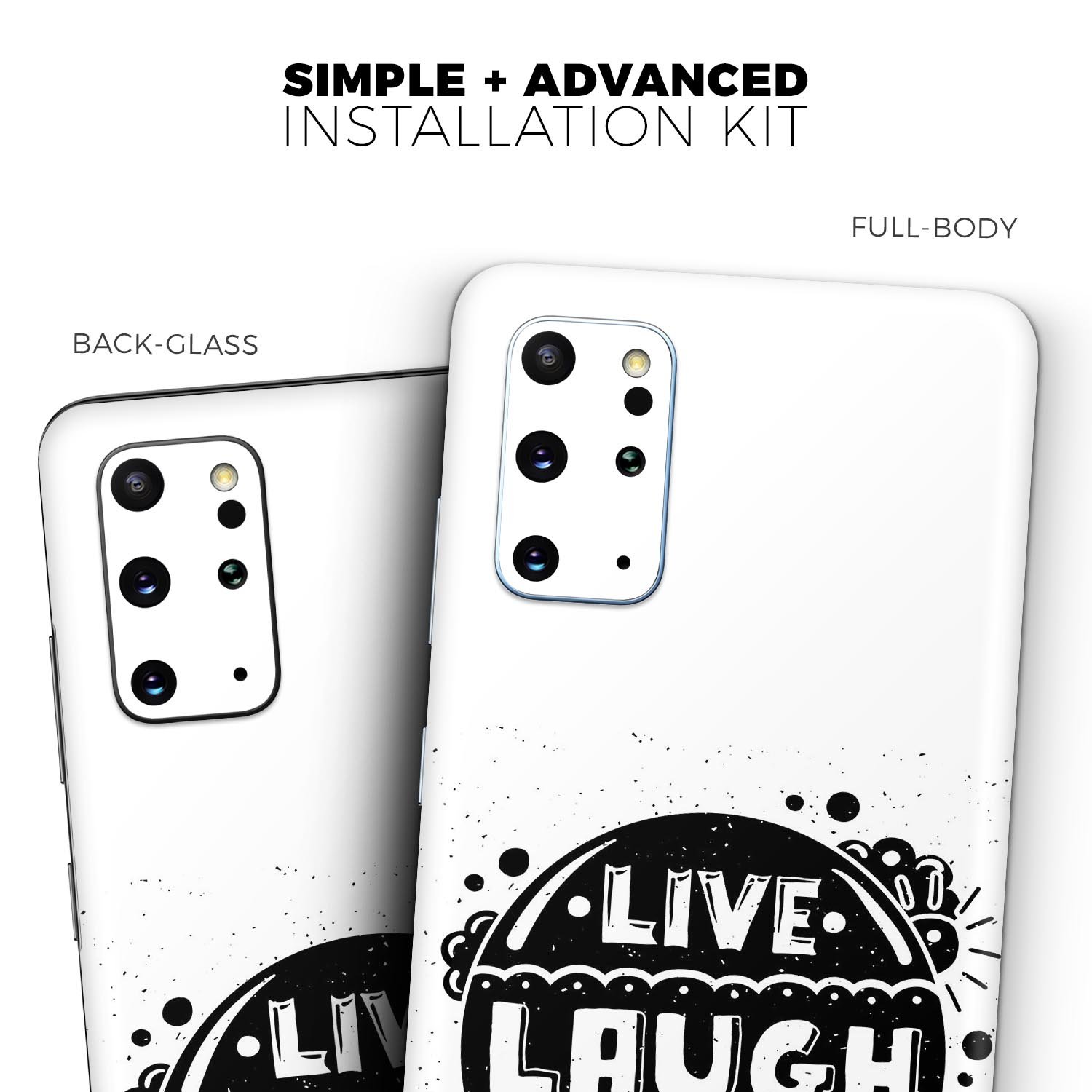 Live Laugh Love Skin-Kit for Samsung Galaxy S20, featuring a stylish design and premium vinyl material.