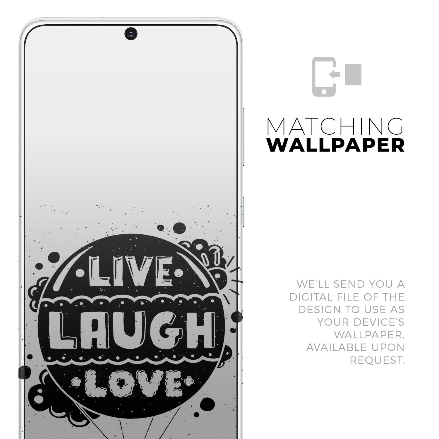 Live Laugh Love Skin-Kit for Samsung Galaxy S20, featuring a stylish design and premium vinyl material.