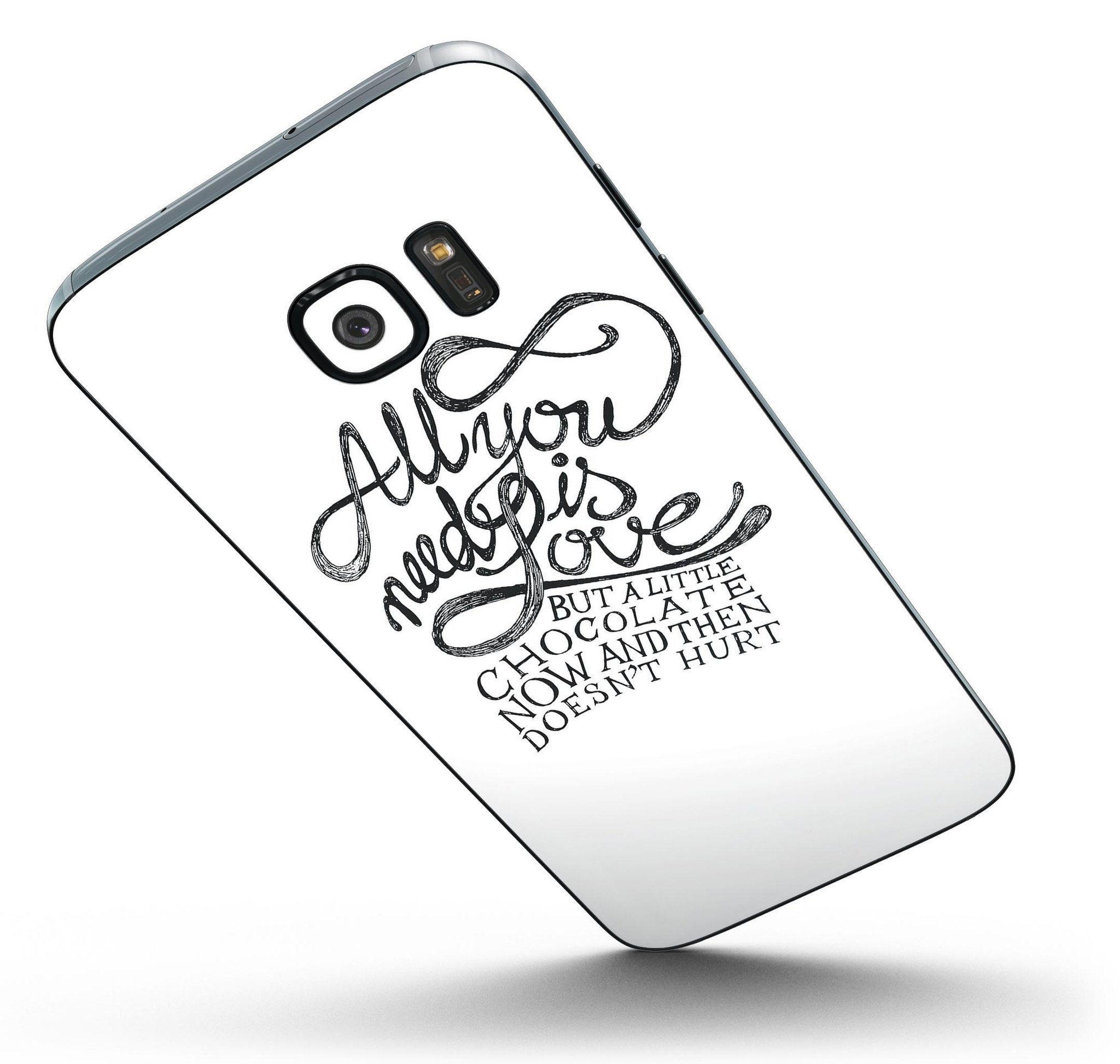 Love and Chocolate Full Body Skin-Kit for Samsung Galaxy S7, showcasing its stylish design and premium vinyl material.