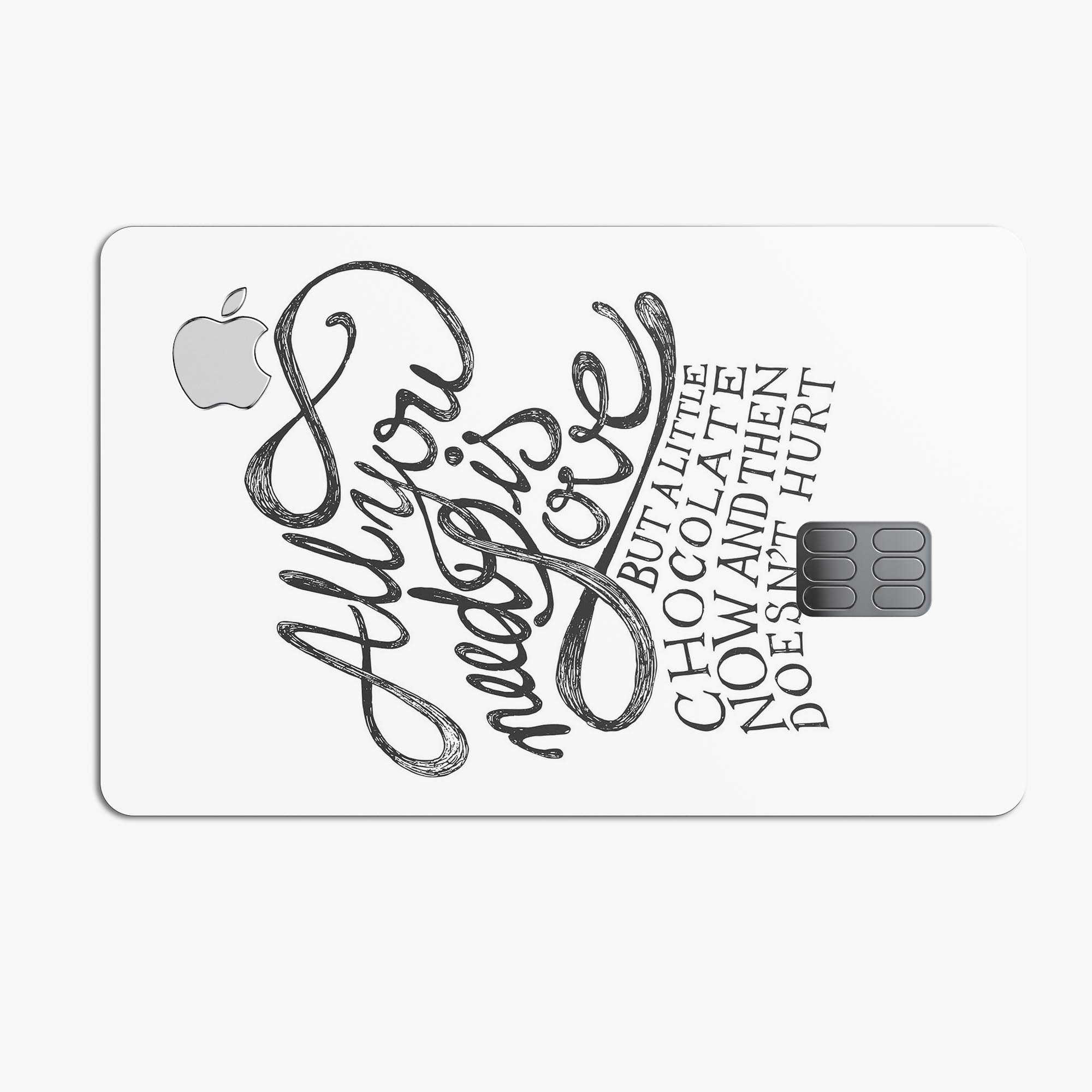 Love and Chocolate Premium Protective Decal Skin-Kit for Apple Card, showcasing its stylish design and high-quality finish.