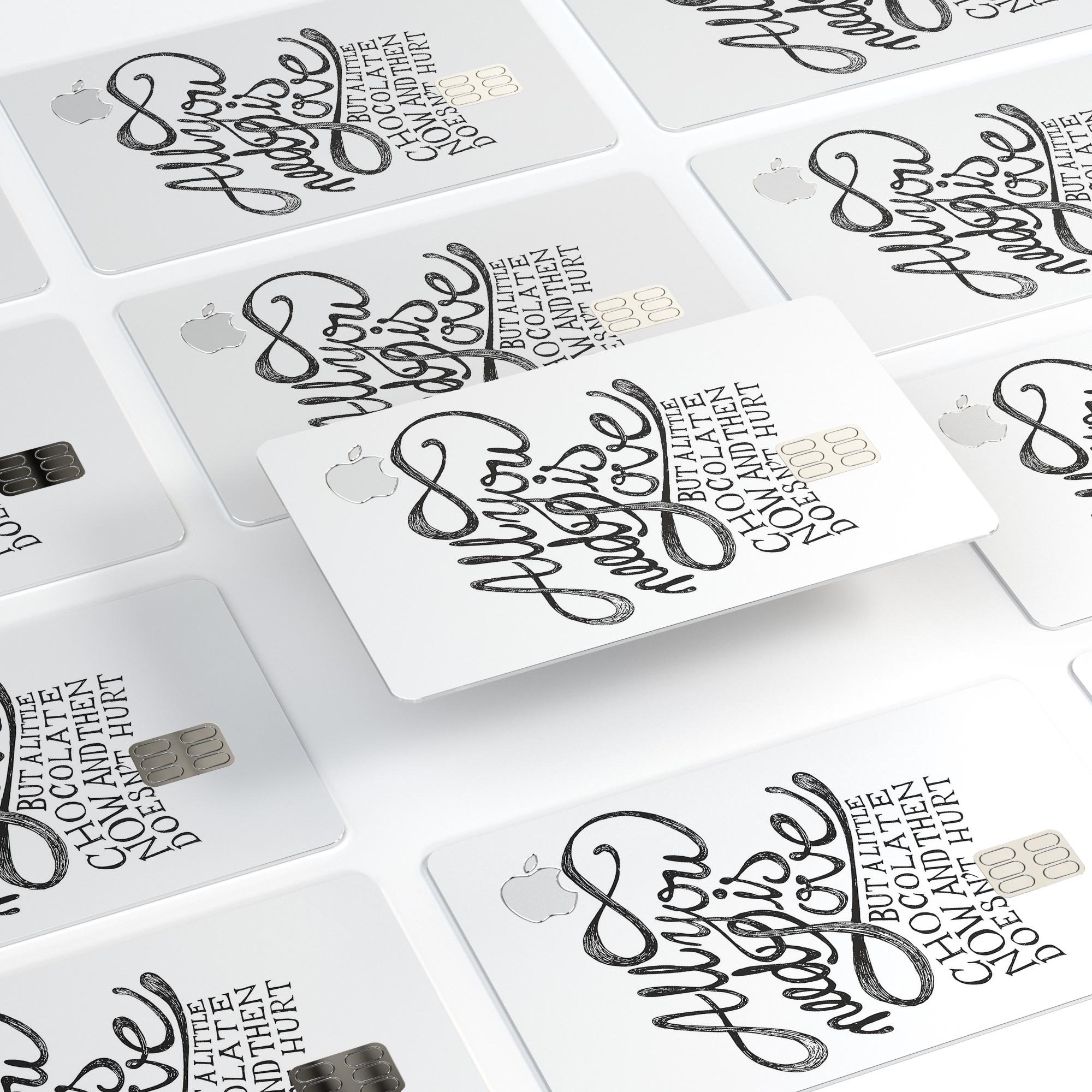 Love and Chocolate Premium Protective Decal Skin-Kit for Apple Card, showcasing its stylish design and high-quality finish.