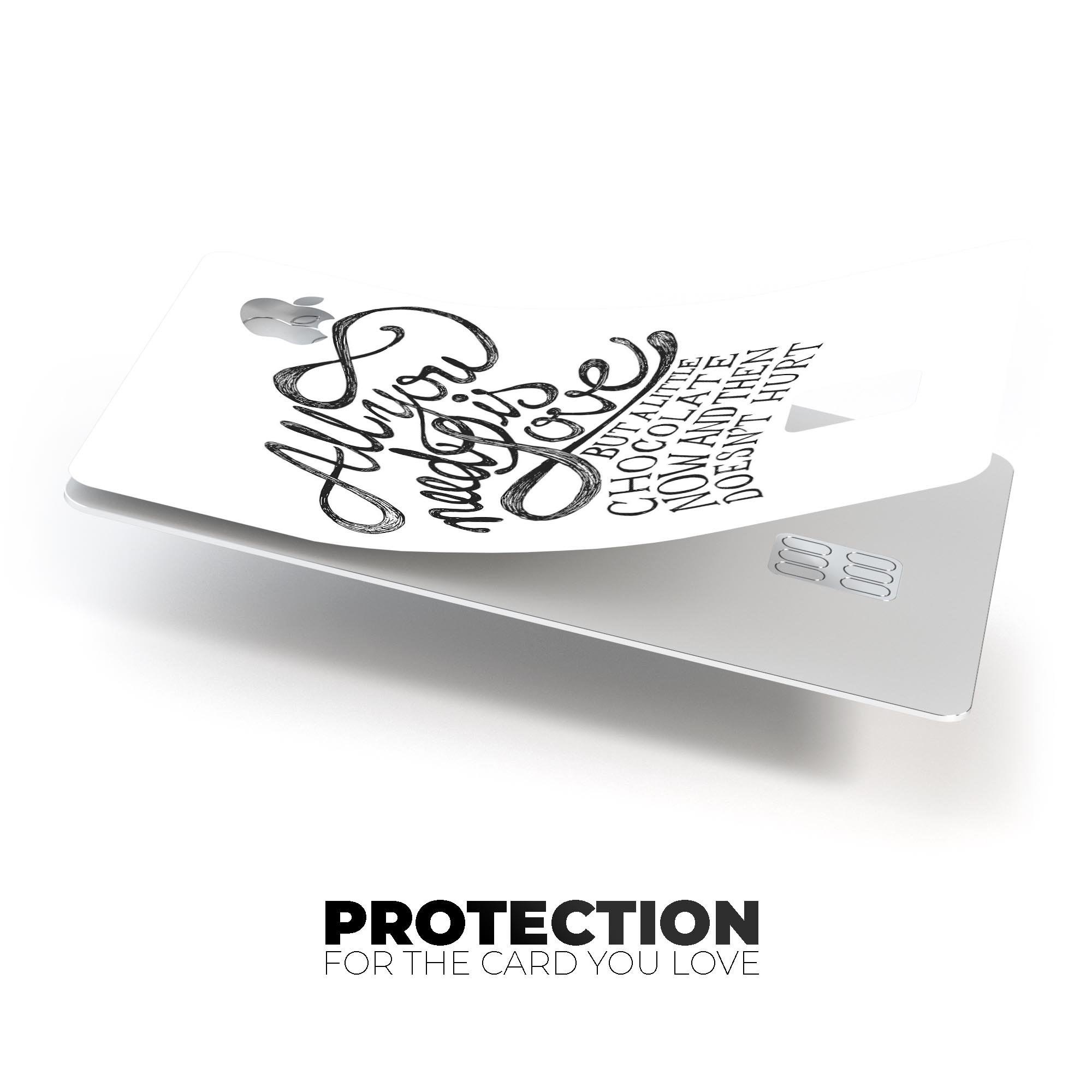 Love and Chocolate Premium Protective Decal Skin-Kit for Apple Card, showcasing its stylish design and high-quality finish.