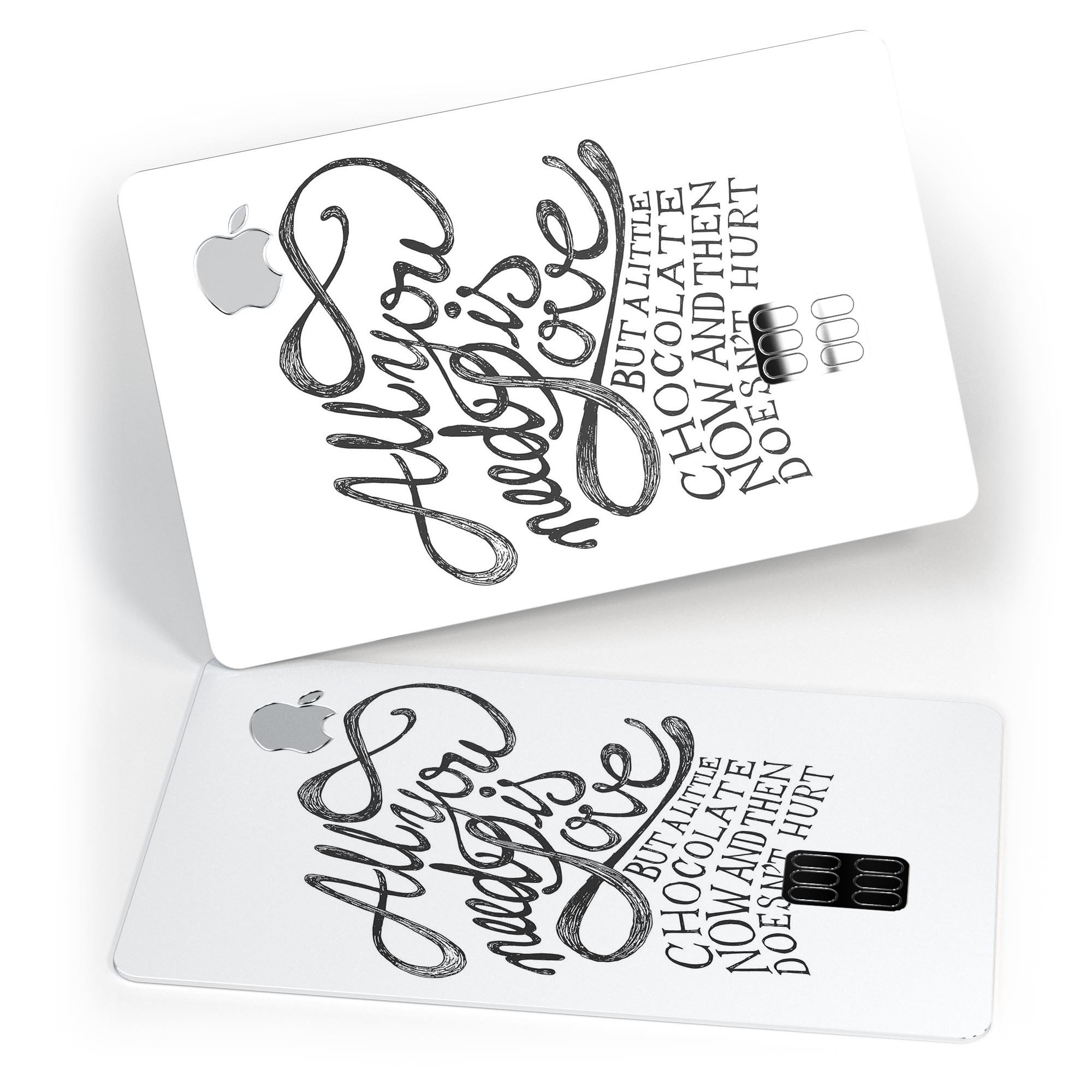 Love and Chocolate Premium Protective Decal Skin-Kit for Apple Card, showcasing its stylish design and high-quality finish.