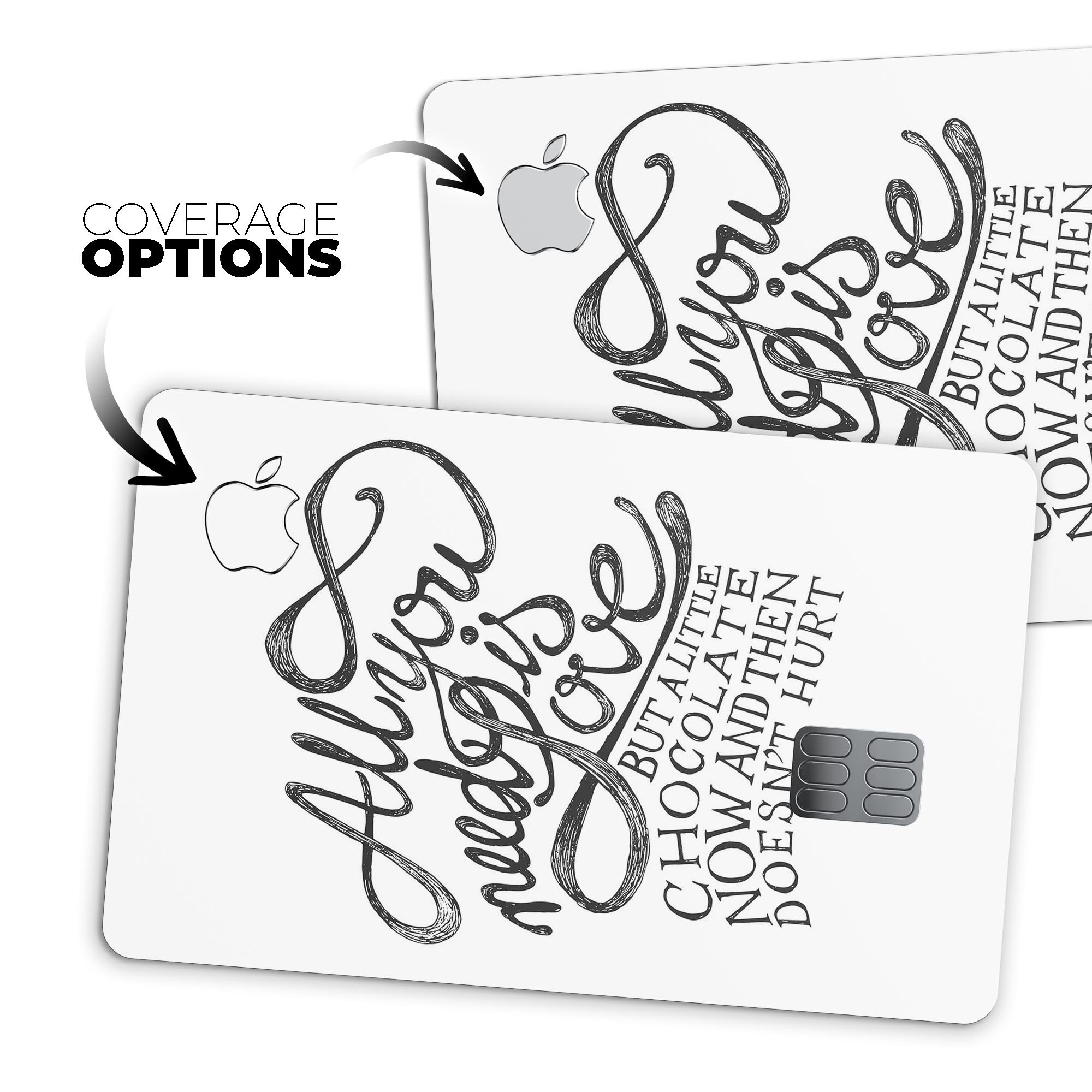 Love and Chocolate Premium Protective Decal Skin-Kit for Apple Card, showcasing its stylish design and high-quality finish.