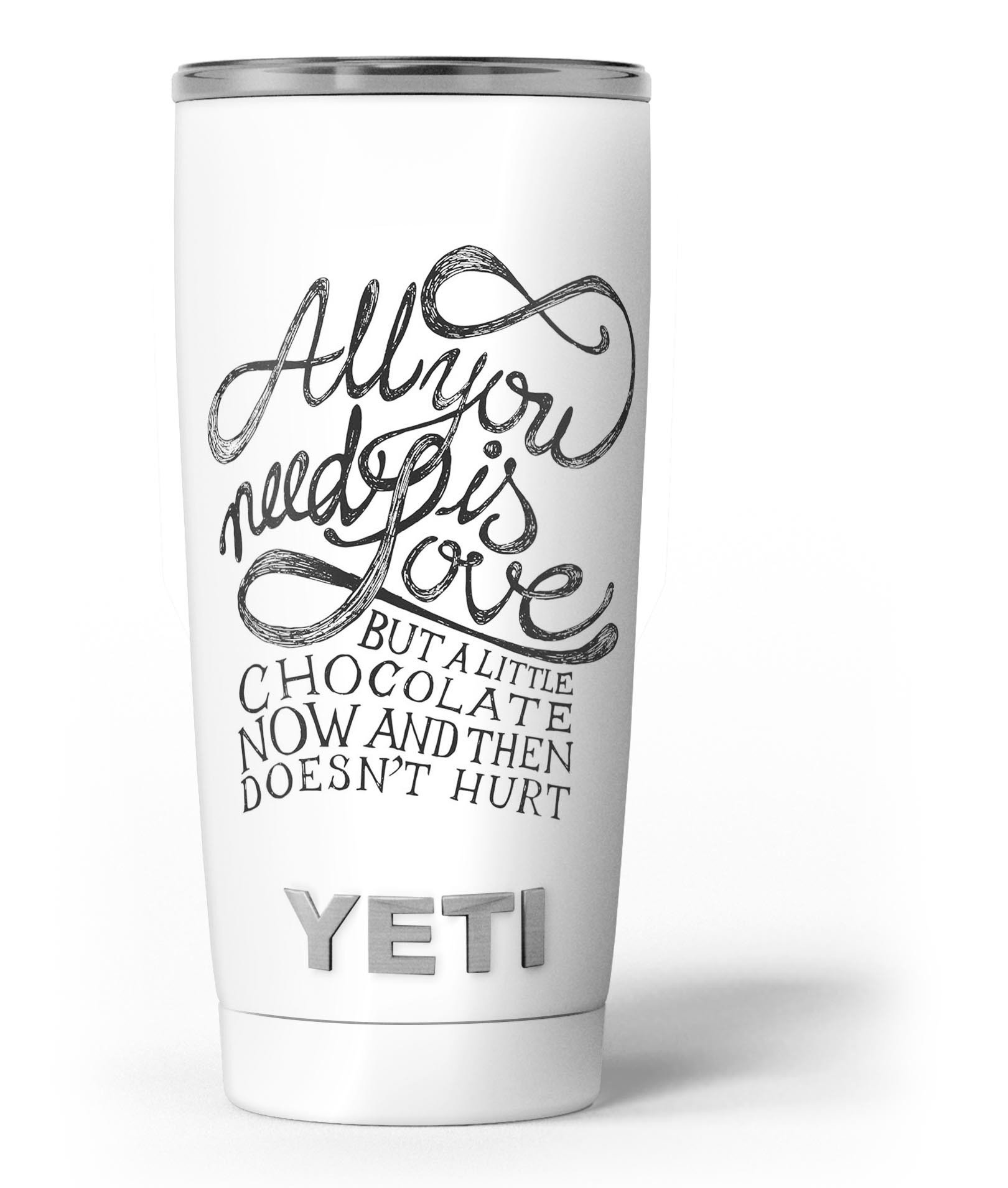 Love and Chocolate Skin Decal Vinyl Wrap Kit for Yeti Coolers, showcasing a stylish design and premium quality.