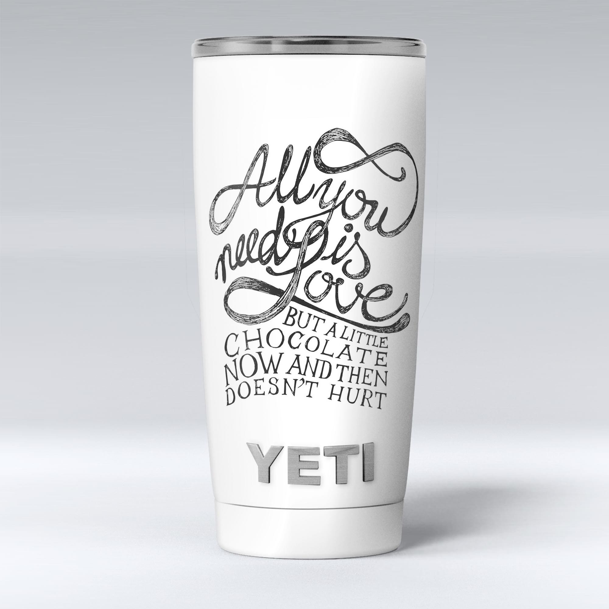 Love and Chocolate Skin Decal Vinyl Wrap Kit for Yeti Coolers, showcasing a stylish design and premium quality.