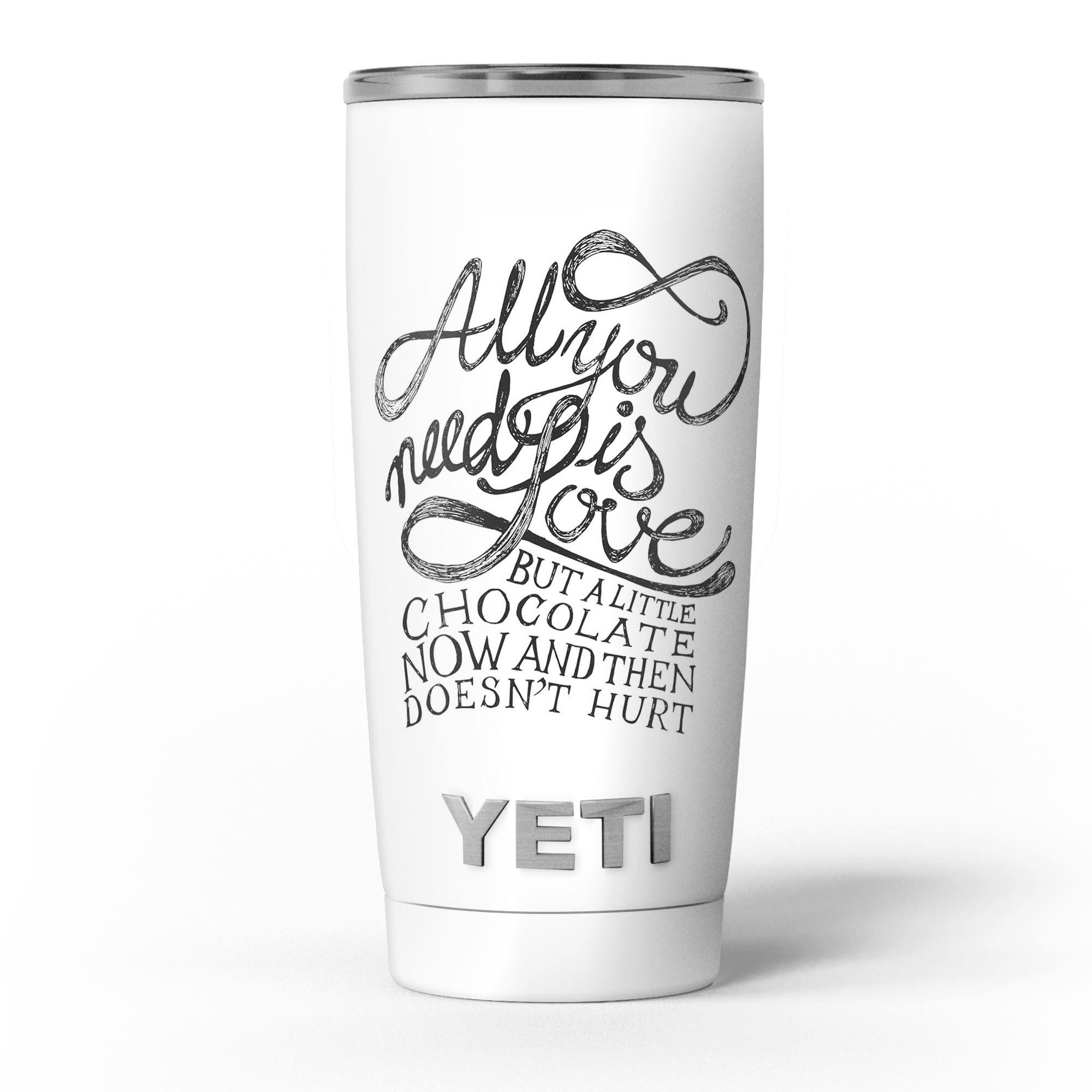 Love and Chocolate Skin Decal Vinyl Wrap Kit for Yeti Coolers, showcasing a stylish design and premium quality.