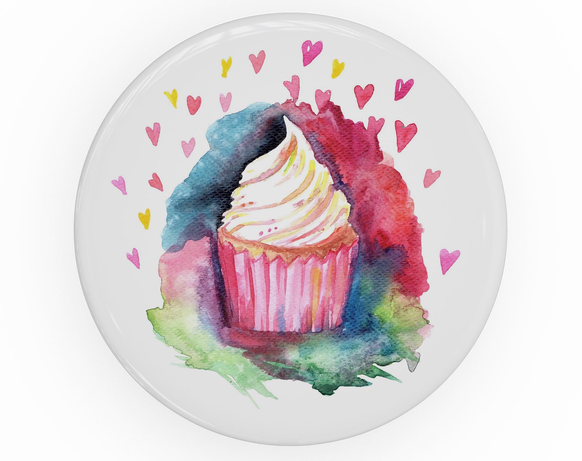 Love, Cupcakes, and Watercolor Skin Kit for PopSockets featuring vibrant colors and a fun design.