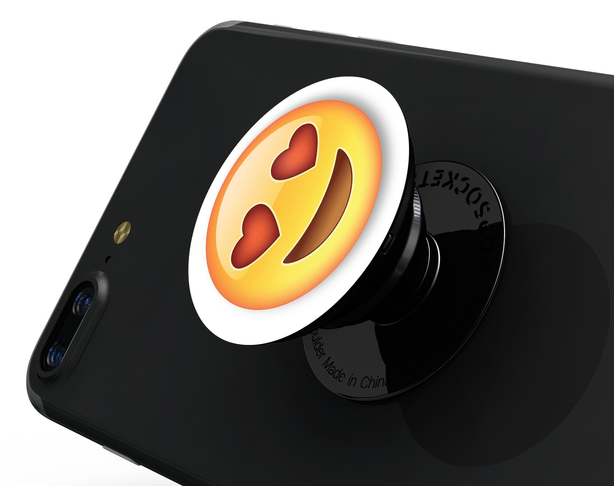 Love Emoticon Emoji Skin Kit for PopSockets, featuring vibrant colors and a fun design, perfect for personalizing smartphone grips.