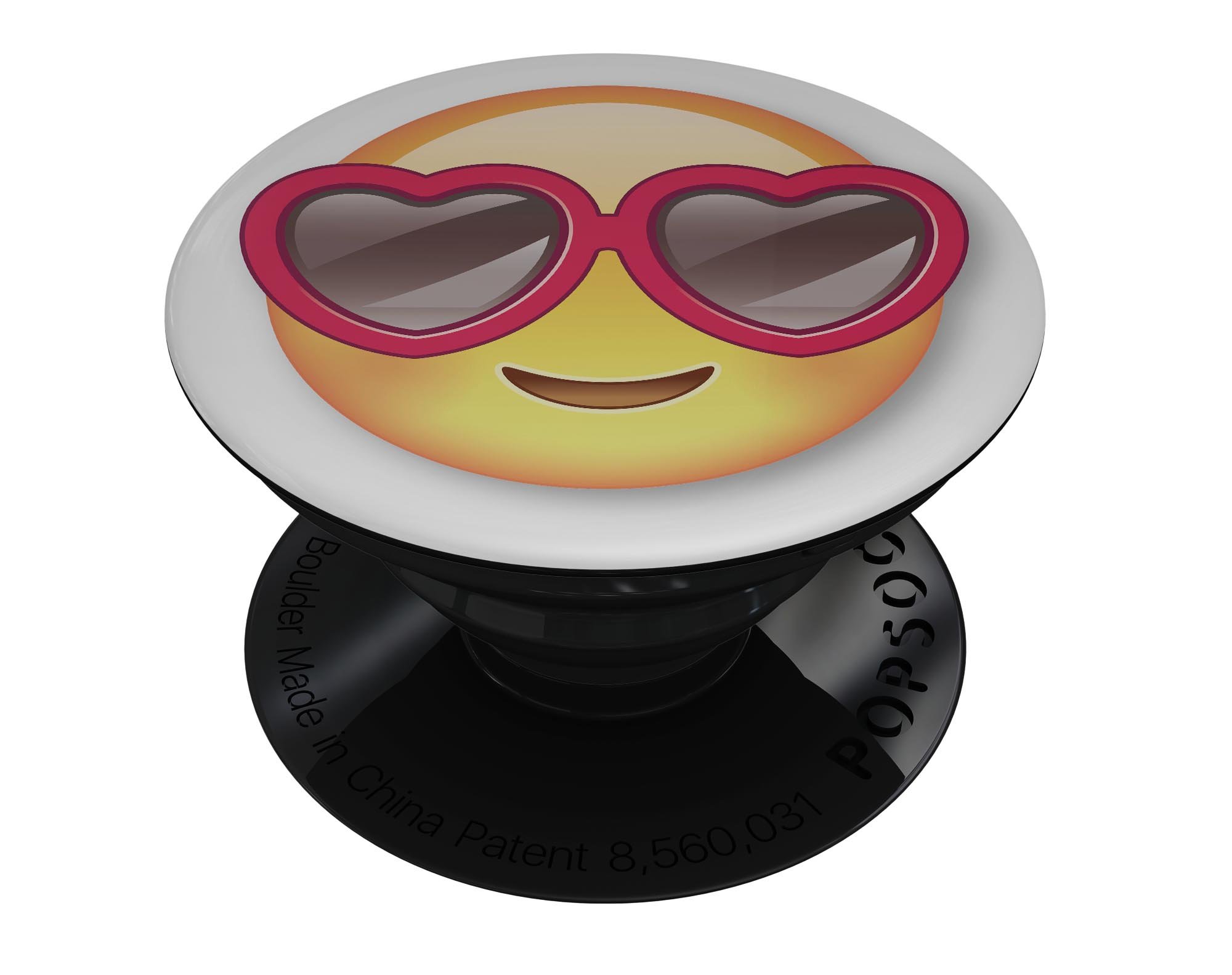 Love Glasses Emoticon Emoji Skin Kit for PopSockets, featuring vibrant colors and a fun design, perfect for personalizing smartphone grips.