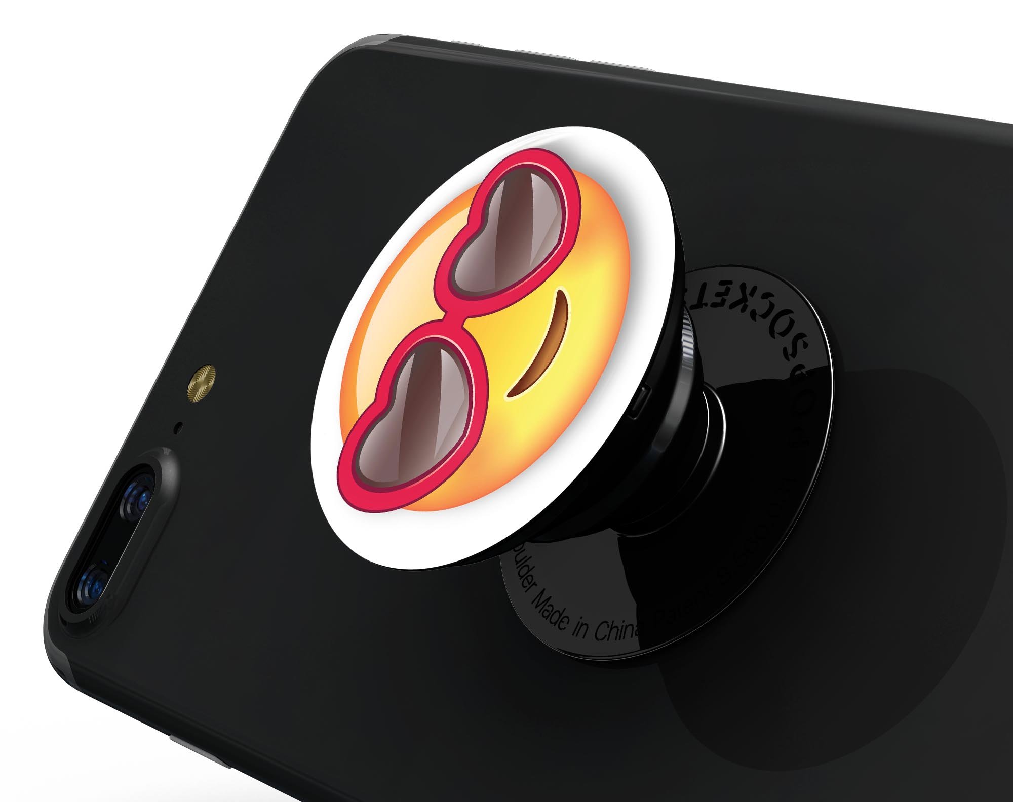 Love Glasses Emoticon Emoji Skin Kit for PopSockets, featuring vibrant colors and a fun design, perfect for personalizing smartphone grips.