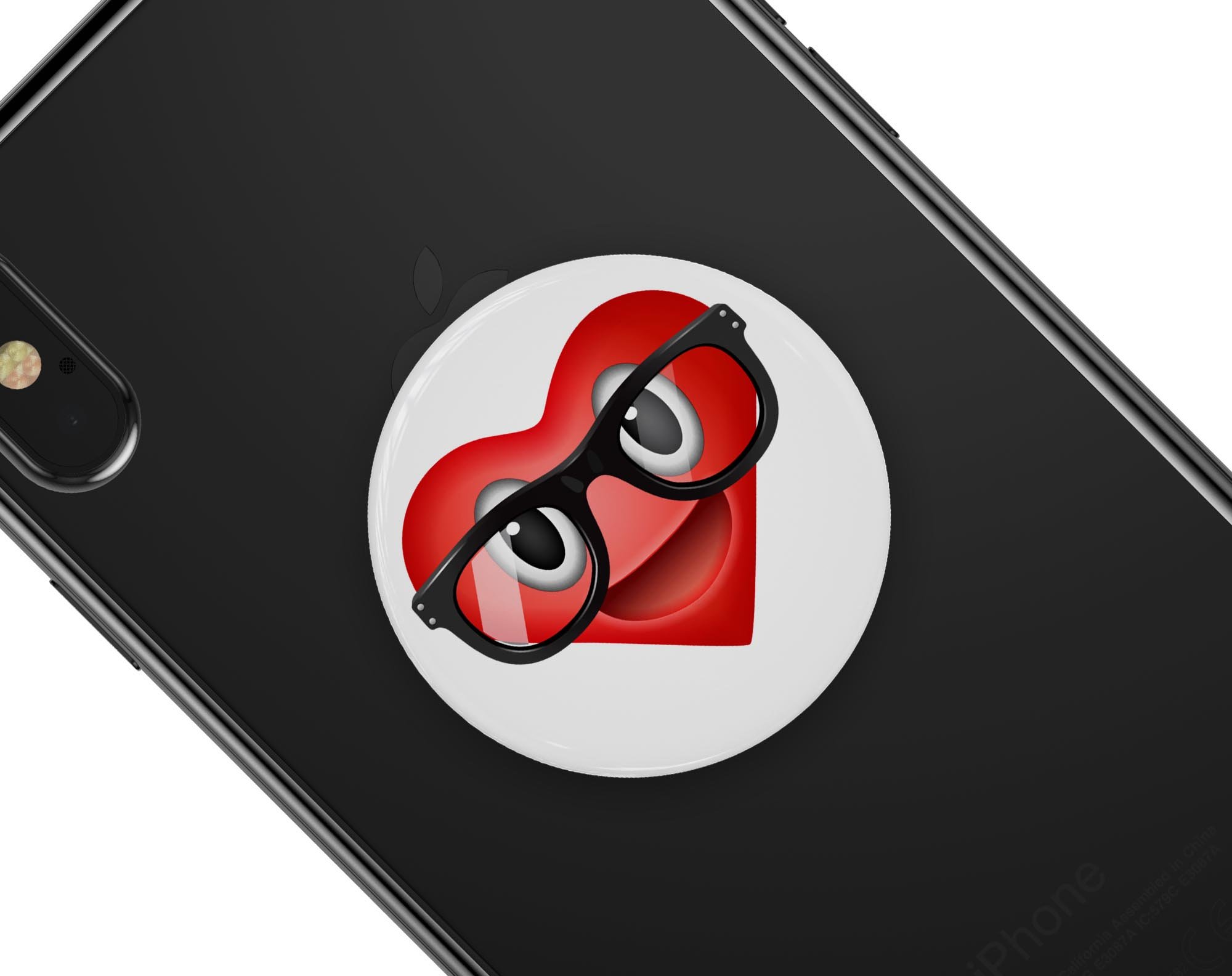 Love Glasses V2 Emoticon Emoji skin kit for PopSockets, featuring vibrant colors and a playful design.