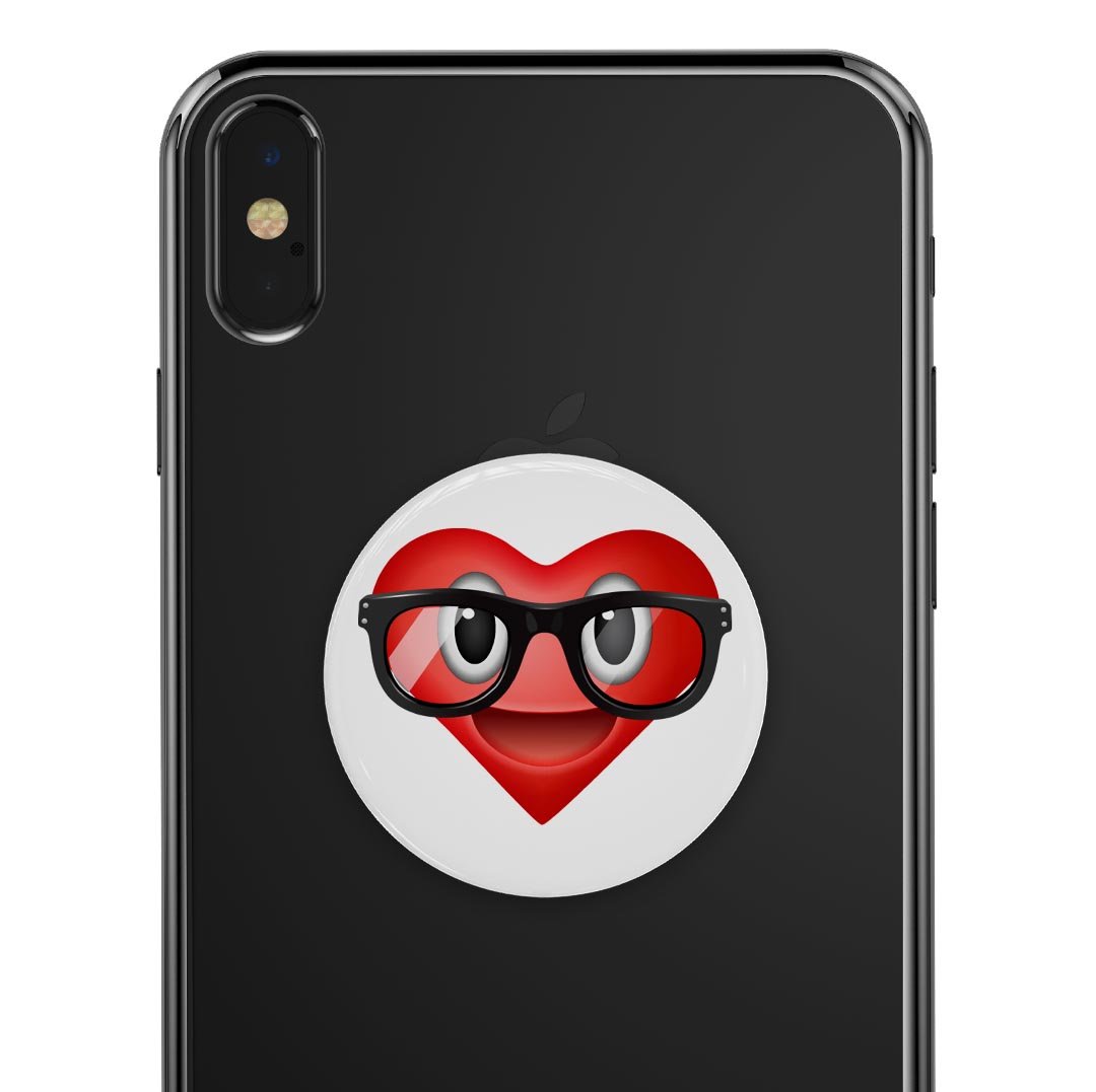 Love Glasses V2 Emoticon Emoji skin kit for PopSockets, featuring vibrant colors and a playful design.
