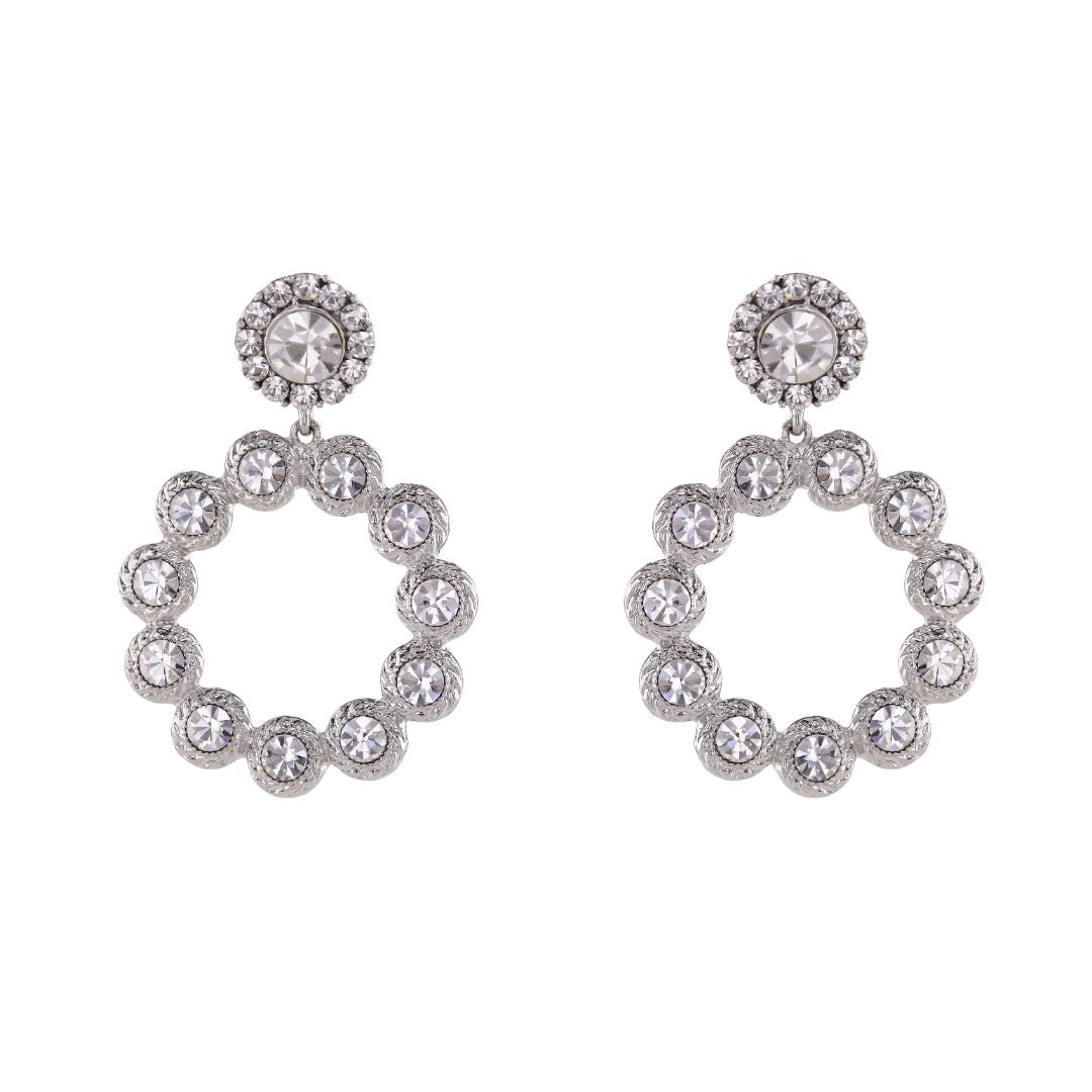 loveRocks Crystal Ring Drop Fabulous Earrings featuring a ring of sparkling crystals and a regal top design.