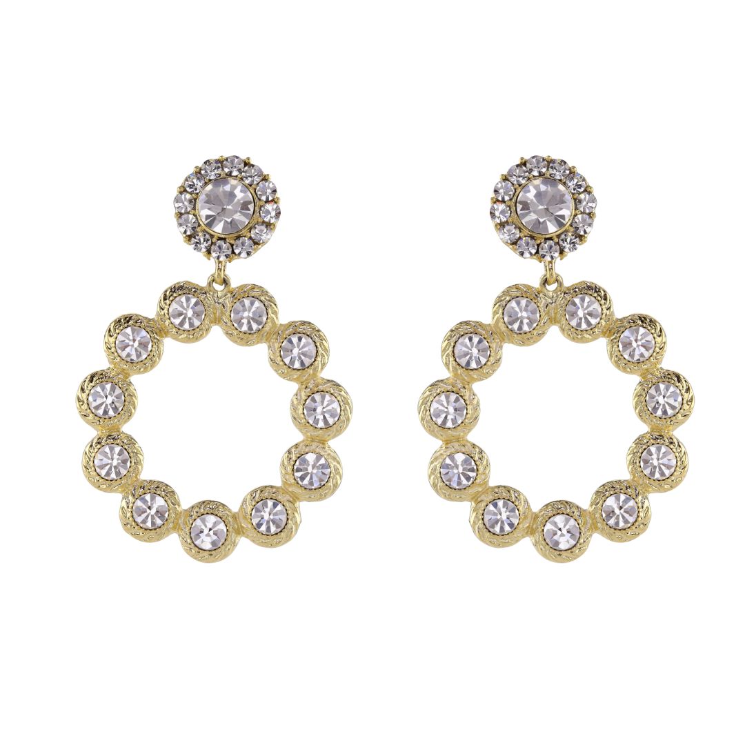 loveRocks Crystal Ring Drop Fabulous Earrings featuring a ring of sparkling crystals and a regal top design.