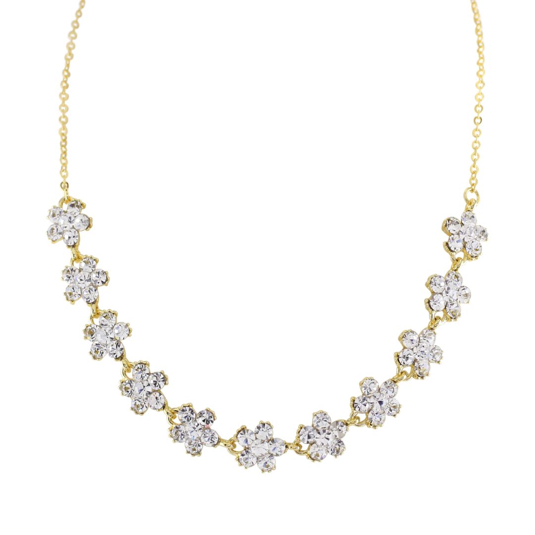 loveRocks Crystal Sparkling Daisies Necklace featuring linked crystal daisies, perfect for special occasions.