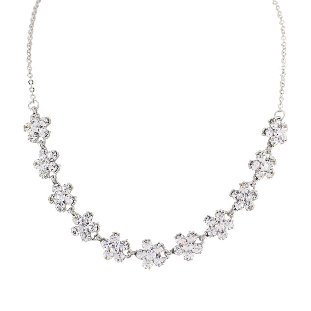 loveRocks Crystal Sparkling Daisies Necklace featuring linked crystal daisies, perfect for special occasions.