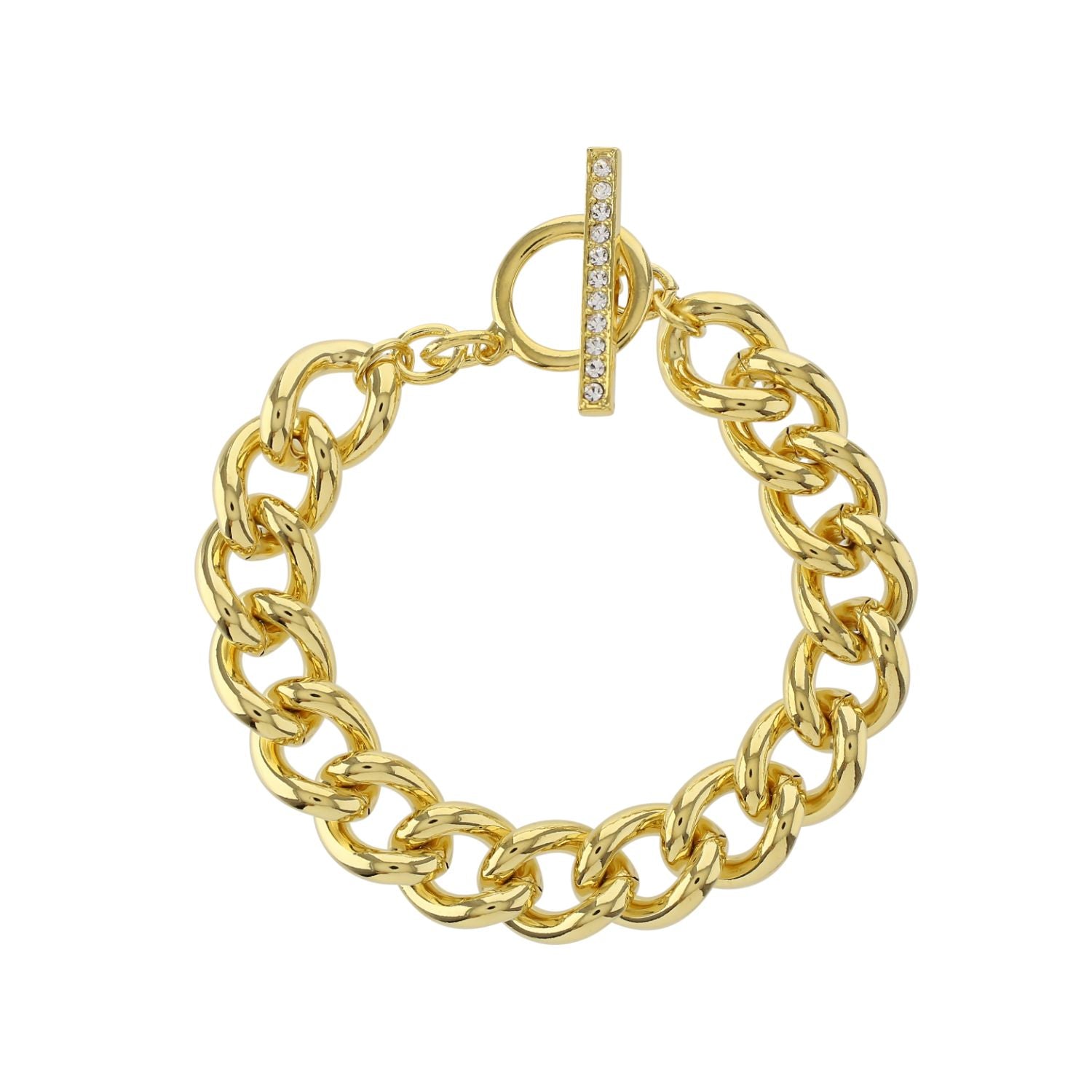 loveRocks Crystal Toggle T Bar Bracelet featuring a stylish chain and sparkling crystal detail, perfect for elegant accessorizing.