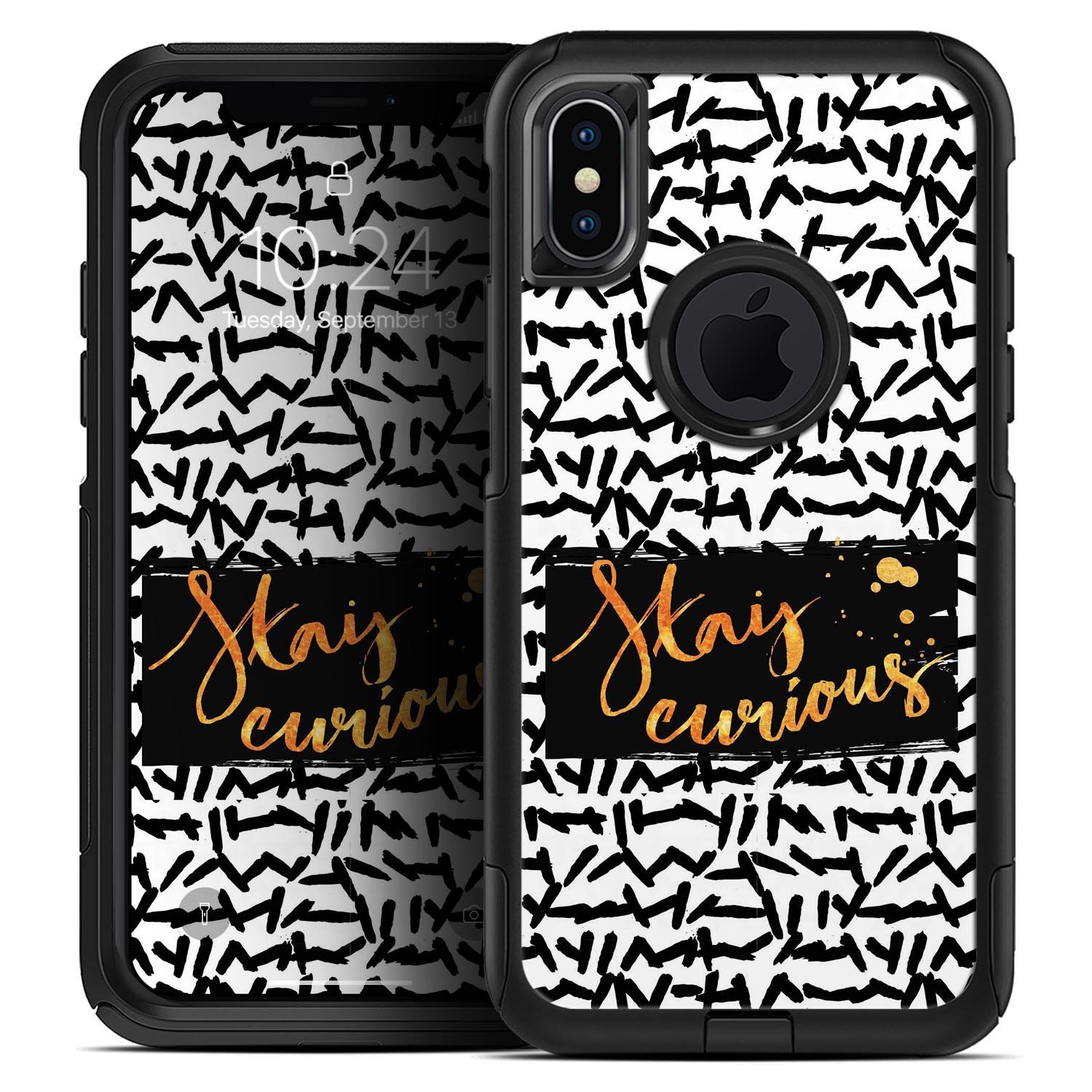 Lux Stay Curious Skin Kit for iPhone OtterBox Cases featuring vibrant designs and dual-layer protection.