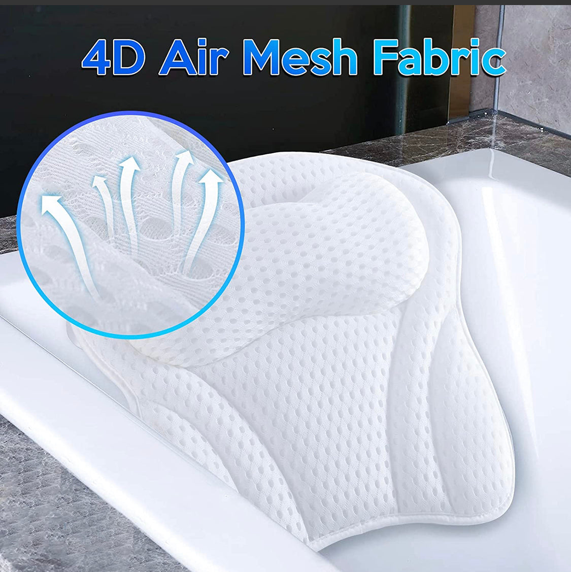 Luxury Mesh Relaxation Soft Bathtub Pillow with ergonomic butterfly shape and suction cups for stability, designed for ultimate comfort.