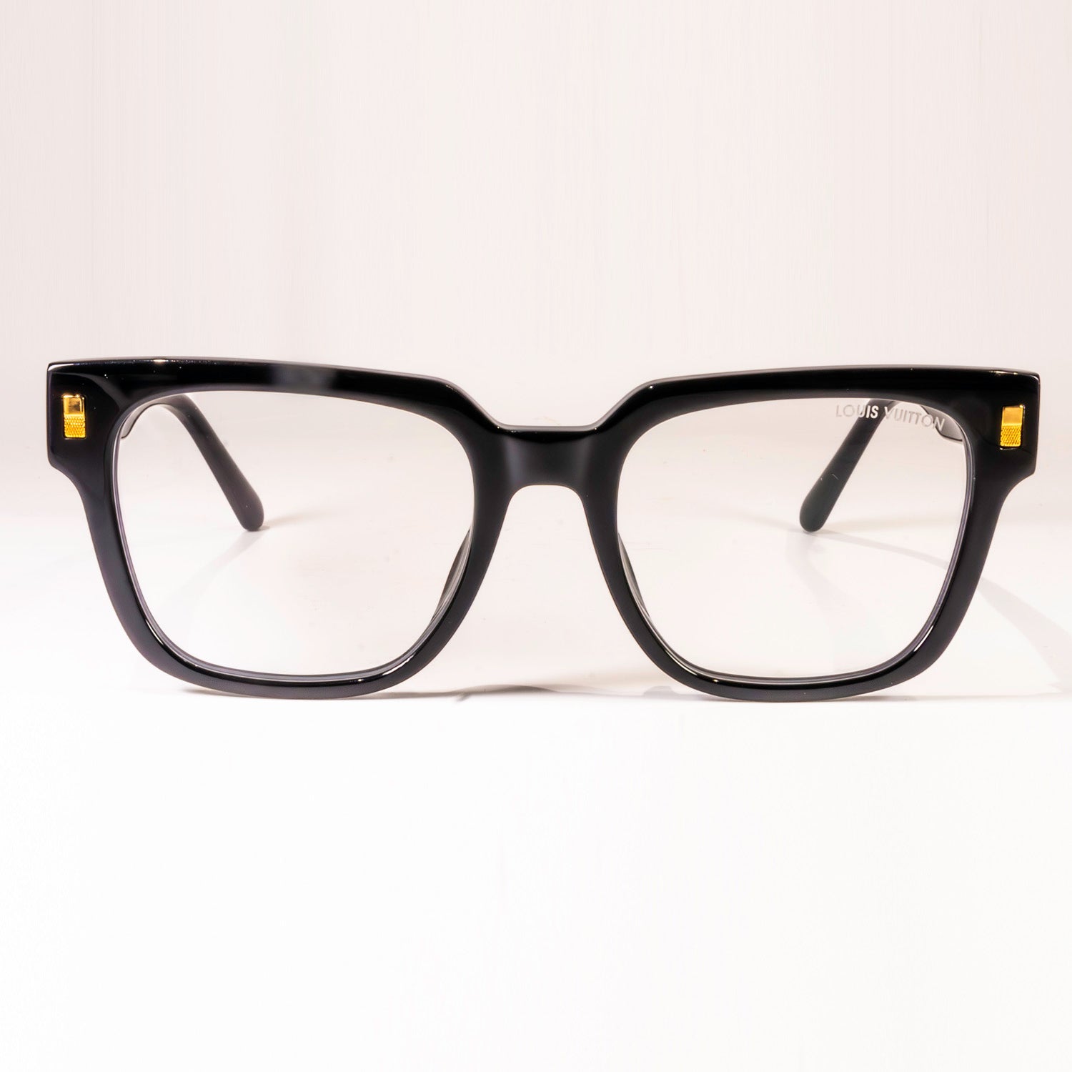 Stylish LV Escape Square Z1496E Sunglasses featuring bold black acetate frame and signature Damier pattern.