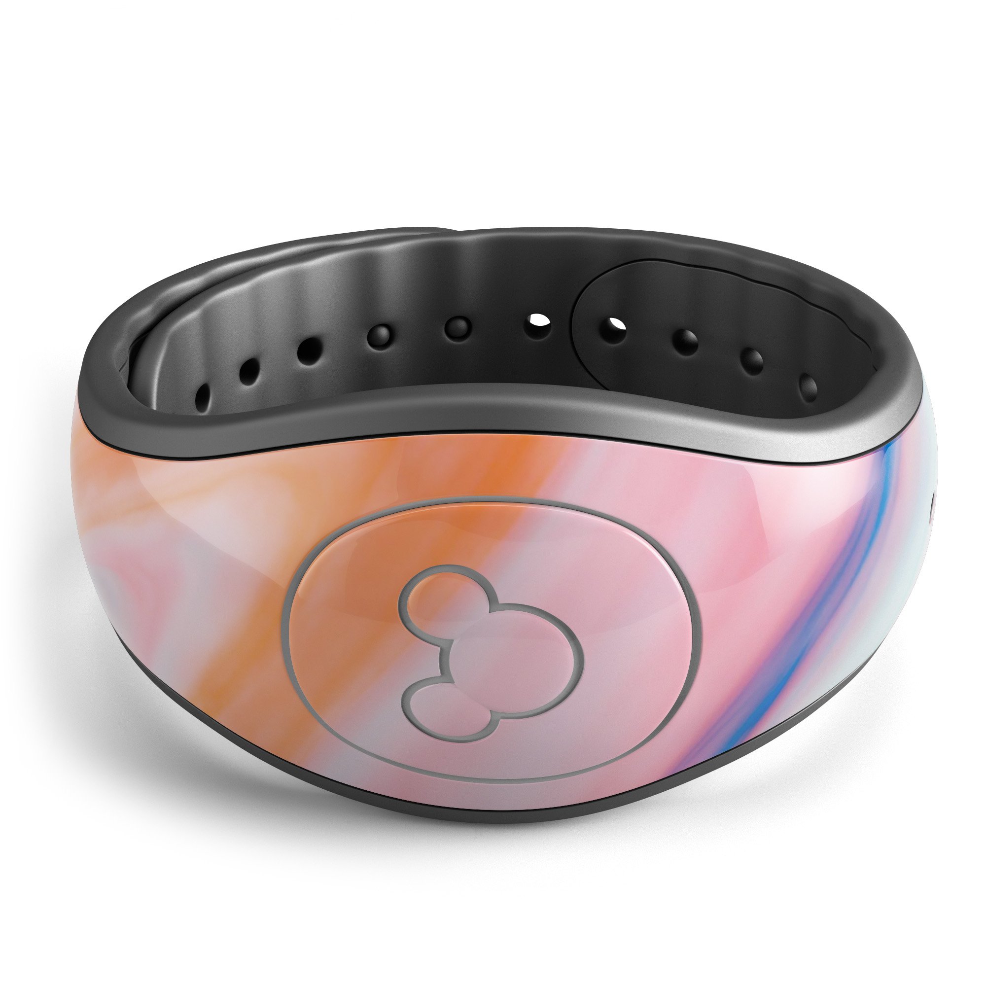 Magical Coral Marble V5 skin decal wrap kit for Disney Magic Band, showcasing vibrant coral marble design and soft-touch matte finish.