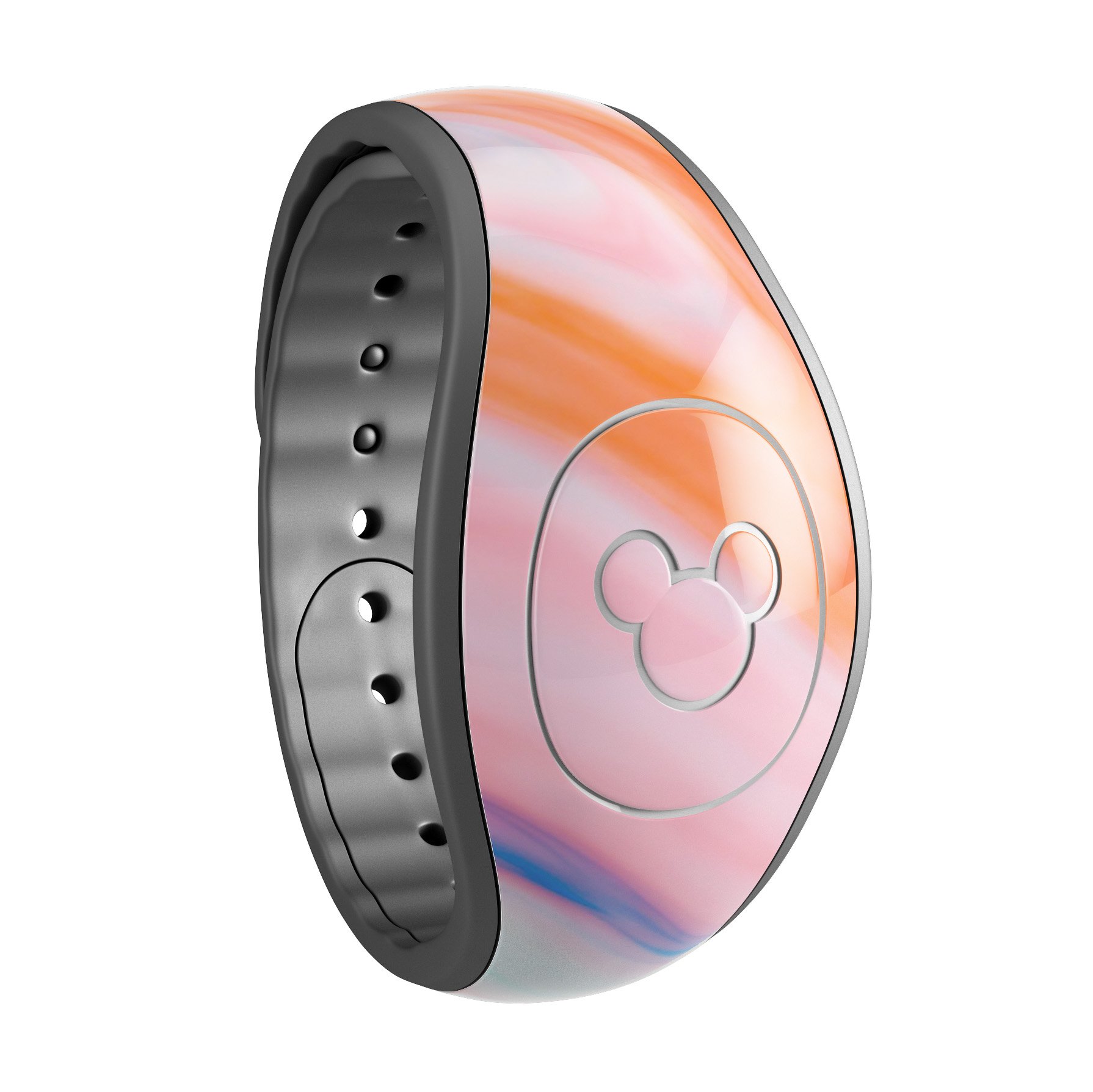 Magical Coral Marble V5 skin decal wrap kit for Disney Magic Band, showcasing vibrant coral marble design and soft-touch matte finish.