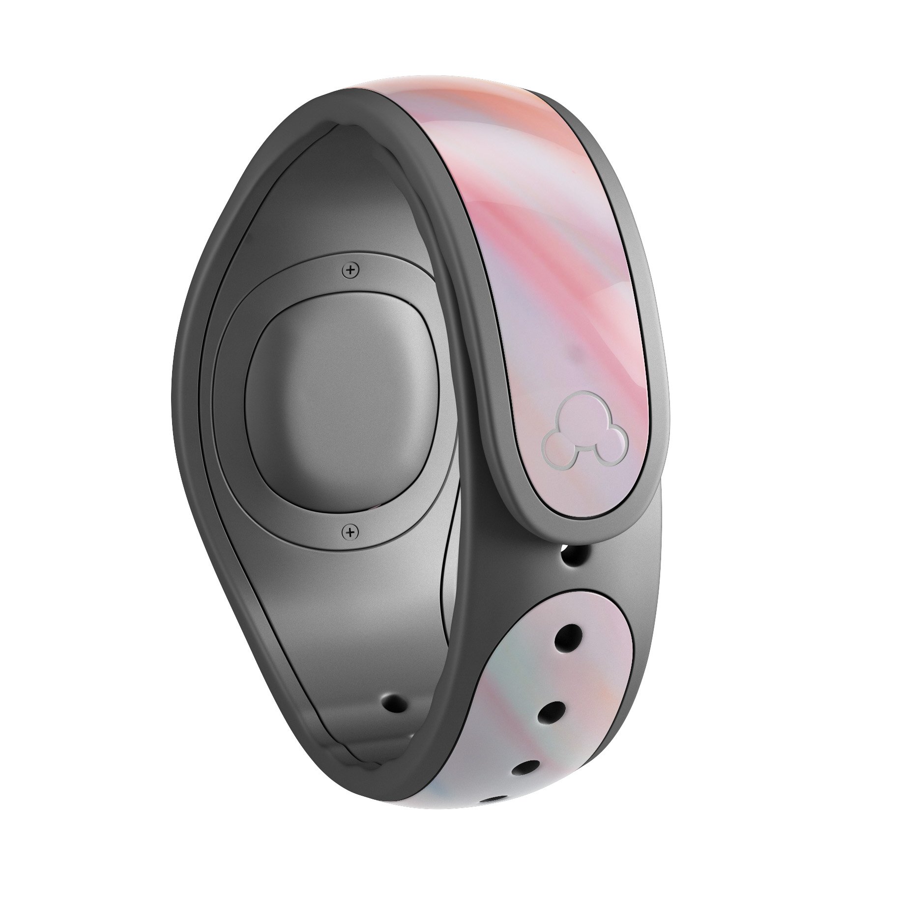 Magical Coral Marble V5 skin decal wrap kit for Disney Magic Band, showcasing vibrant coral marble design and soft-touch matte finish.