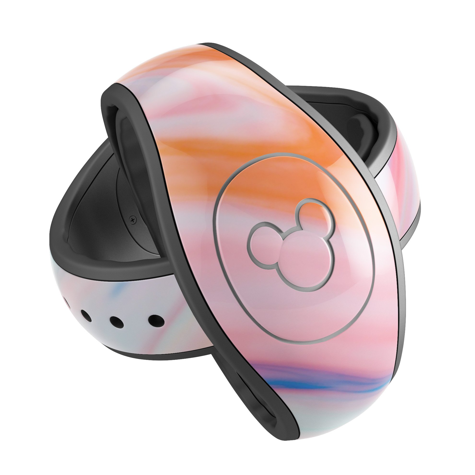 Magical Coral Marble V5 skin decal wrap kit for Disney Magic Band, showcasing vibrant coral marble design and soft-touch matte finish.
