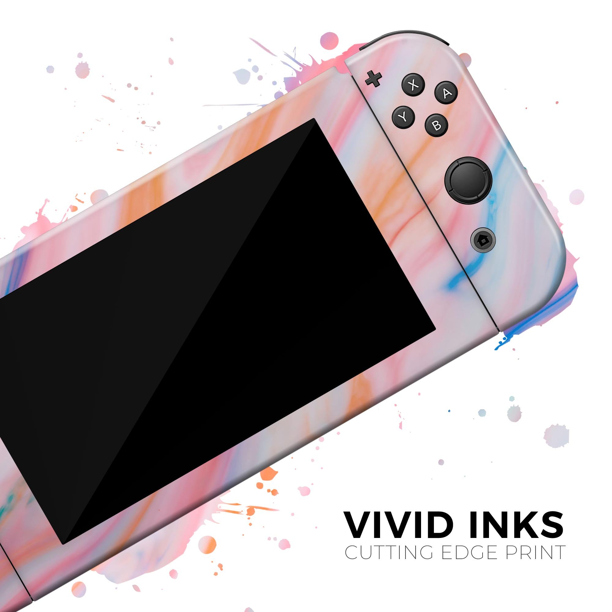 Magical Coral Marble V5 skin decal wrap kit for Nintendo Switch, showcasing vibrant coral marble design and soft-touch matte finish.