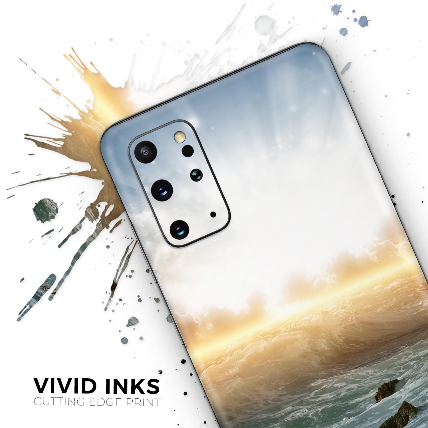 Majestic Sky on Crashing Waves Skin-Kit for Samsung Galaxy S20, showcasing vibrant colors and a sleek design.