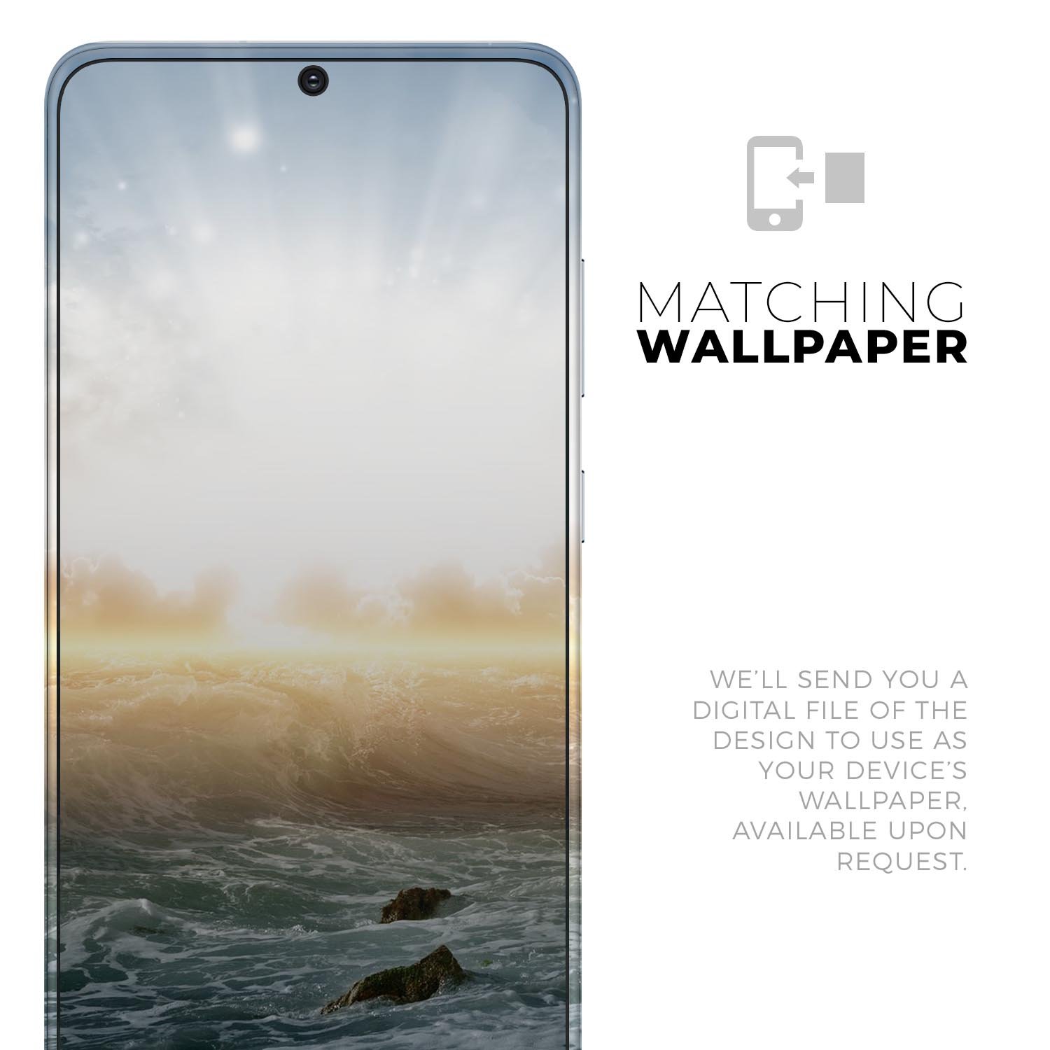 Majestic Sky on Crashing Waves Skin-Kit for Samsung Galaxy S20, showcasing vibrant colors and a sleek design.