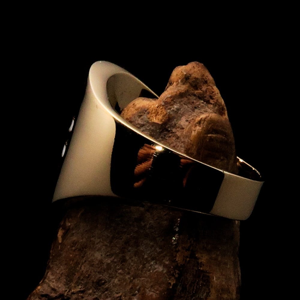 A stylish Malaysian Flag Ring featuring the vibrant flag design on a polished brass band, perfect for sports events and patriotic occasions.