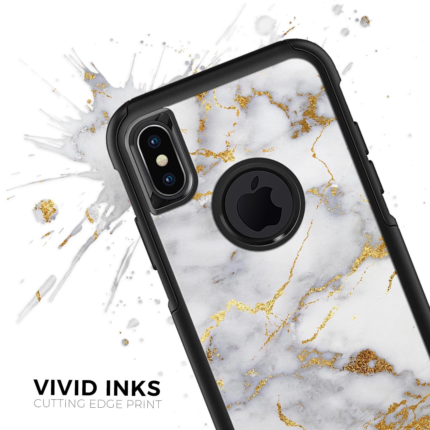 Marble and Digital Gold Foil V2 Skin Kit for iPhone OtterBox Cases, showcasing a stylish design with premium materials.