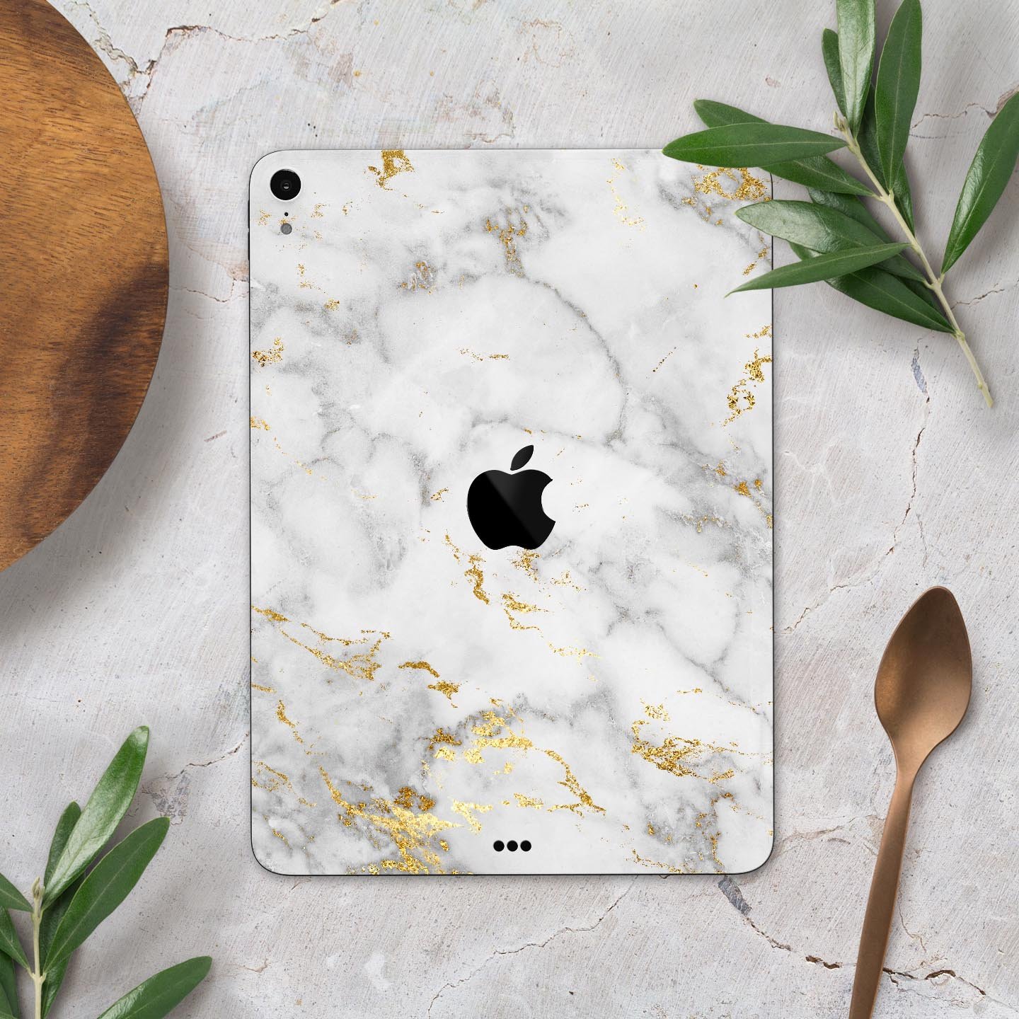 Marble and Digital Gold Foil V3 skin decal for Apple devices, showcasing a stylish design with premium 3M materials.