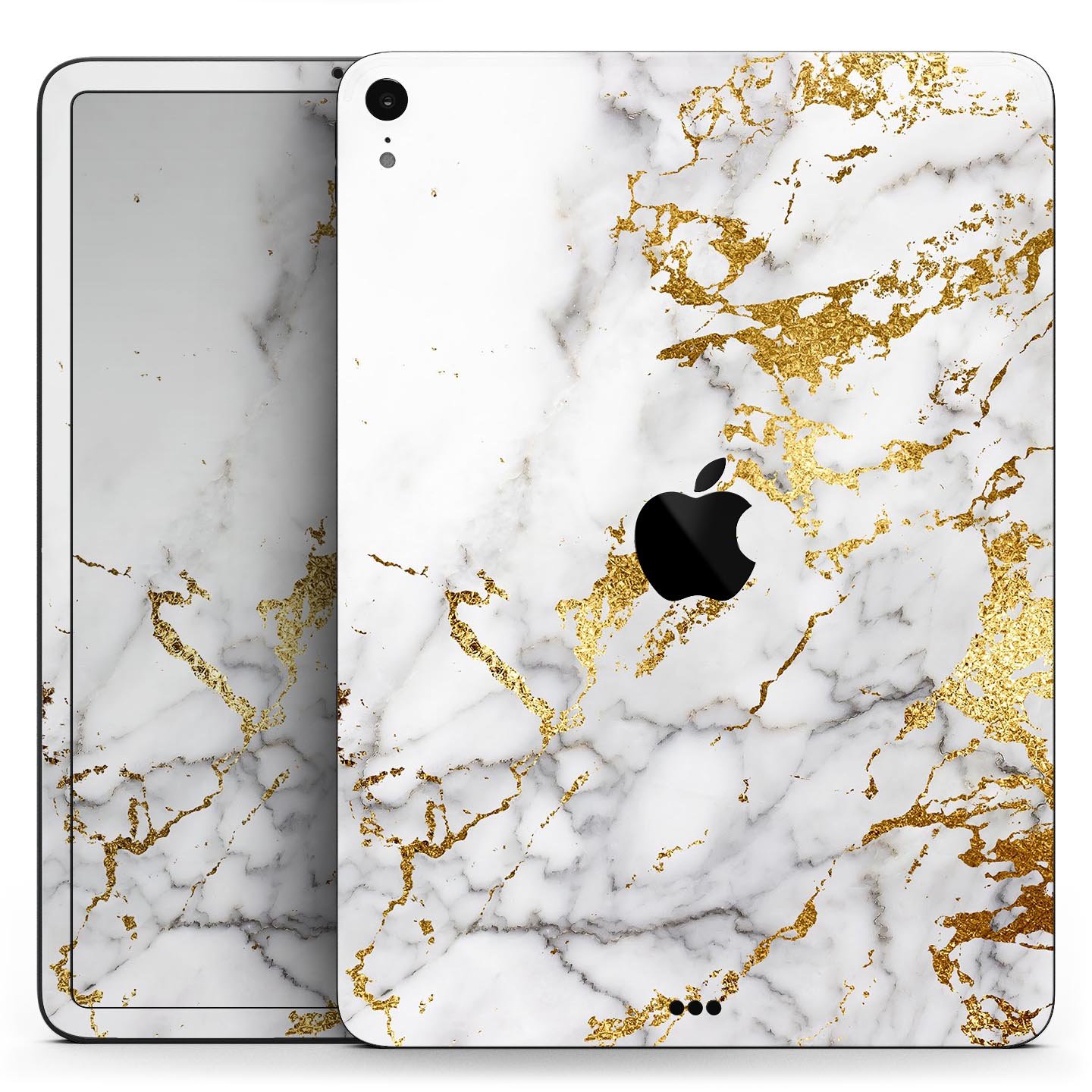 Marble and digital gold foil skin decal for Apple devices, showcasing a stylish design with premium 3M materials.