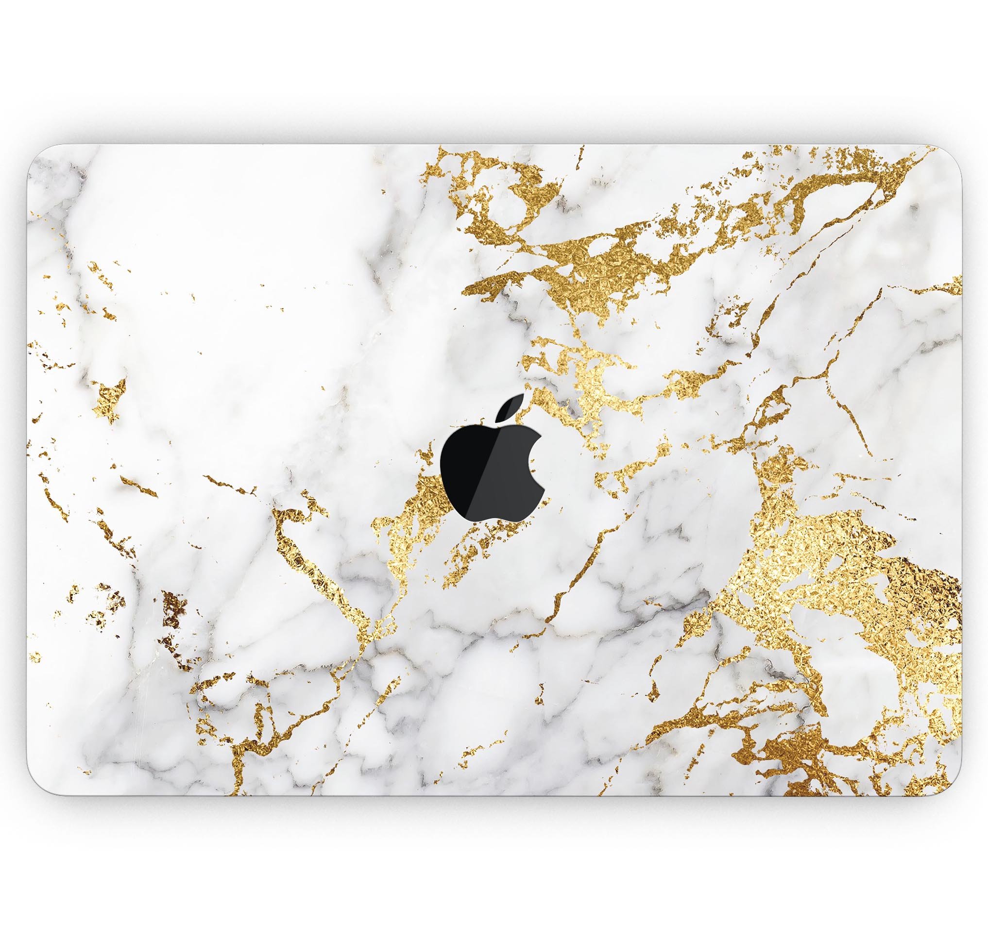 Marble & Digital Gold Foil V5 skin decal wrap kit for Apple MacBook, showcasing a stylish design with premium vinyl material.