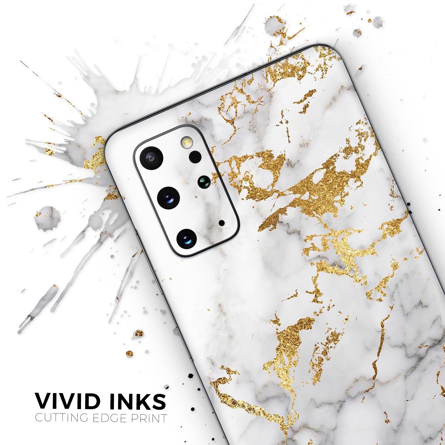 Marble and Digital Gold Foil V5 Skin-Kit for Samsung Galaxy S20, showcasing a stylish design with a premium finish.