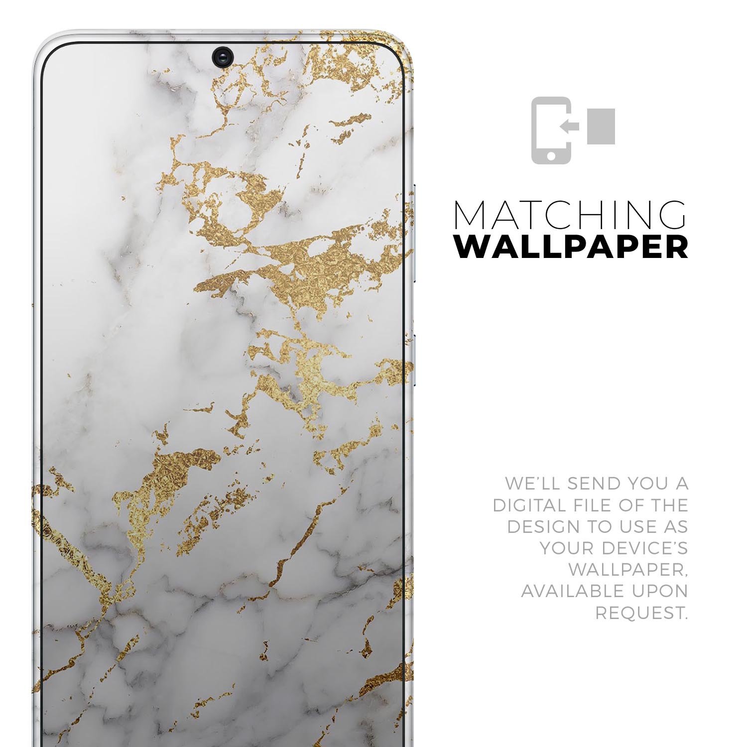 Marble and Digital Gold Foil V5 Skin-Kit for Samsung Galaxy S20, showcasing a stylish design with a premium finish.