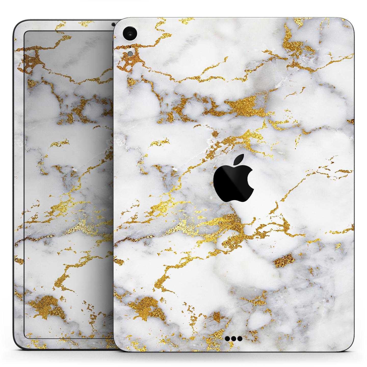 Marble and digital gold foil skin decal for Apple devices, showcasing a stylish design with premium 3M materials.