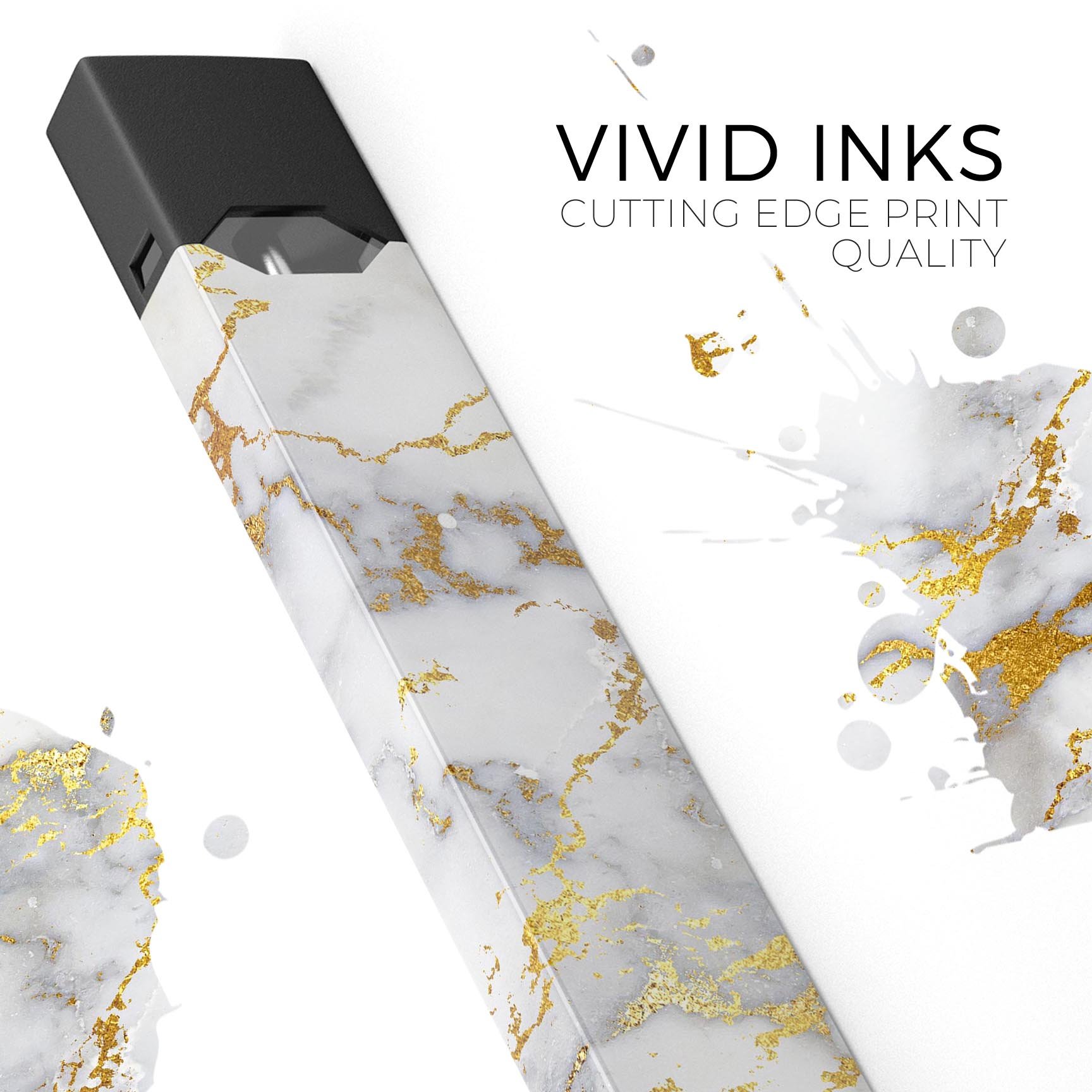 Marble and Digital Gold Foil V7 skin-wrap for JUUL device, showcasing a stylish design with premium quality finish.