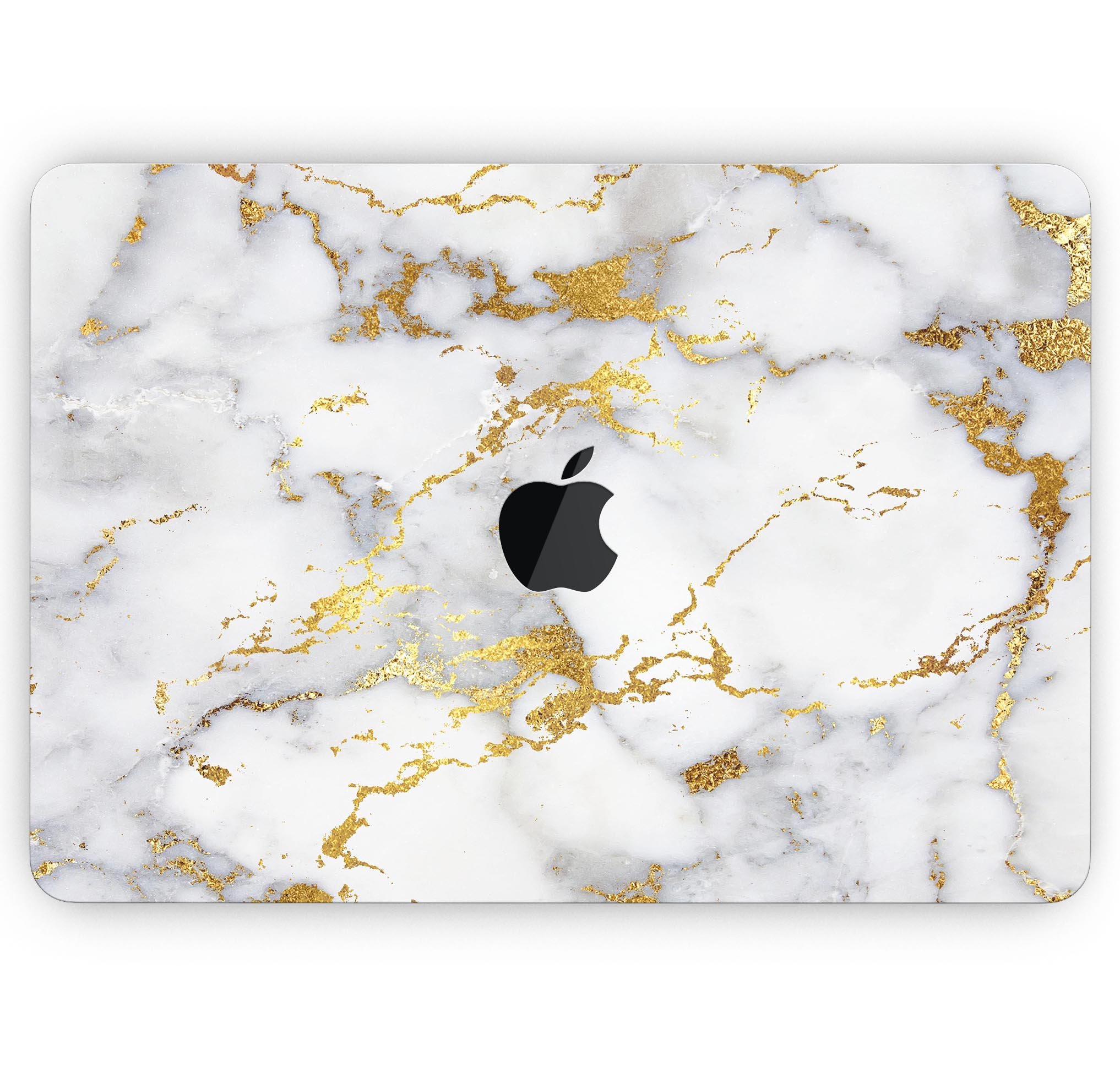 Marble and Digital Gold Foil V7 skin decal wrap kit for Apple MacBook, showcasing a stylish design with premium vinyl material.