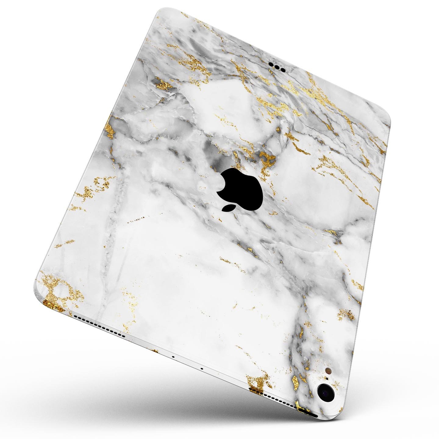Marble and digital gold foil skin decal for Apple devices, showcasing a stylish design with premium 3M material for protection.