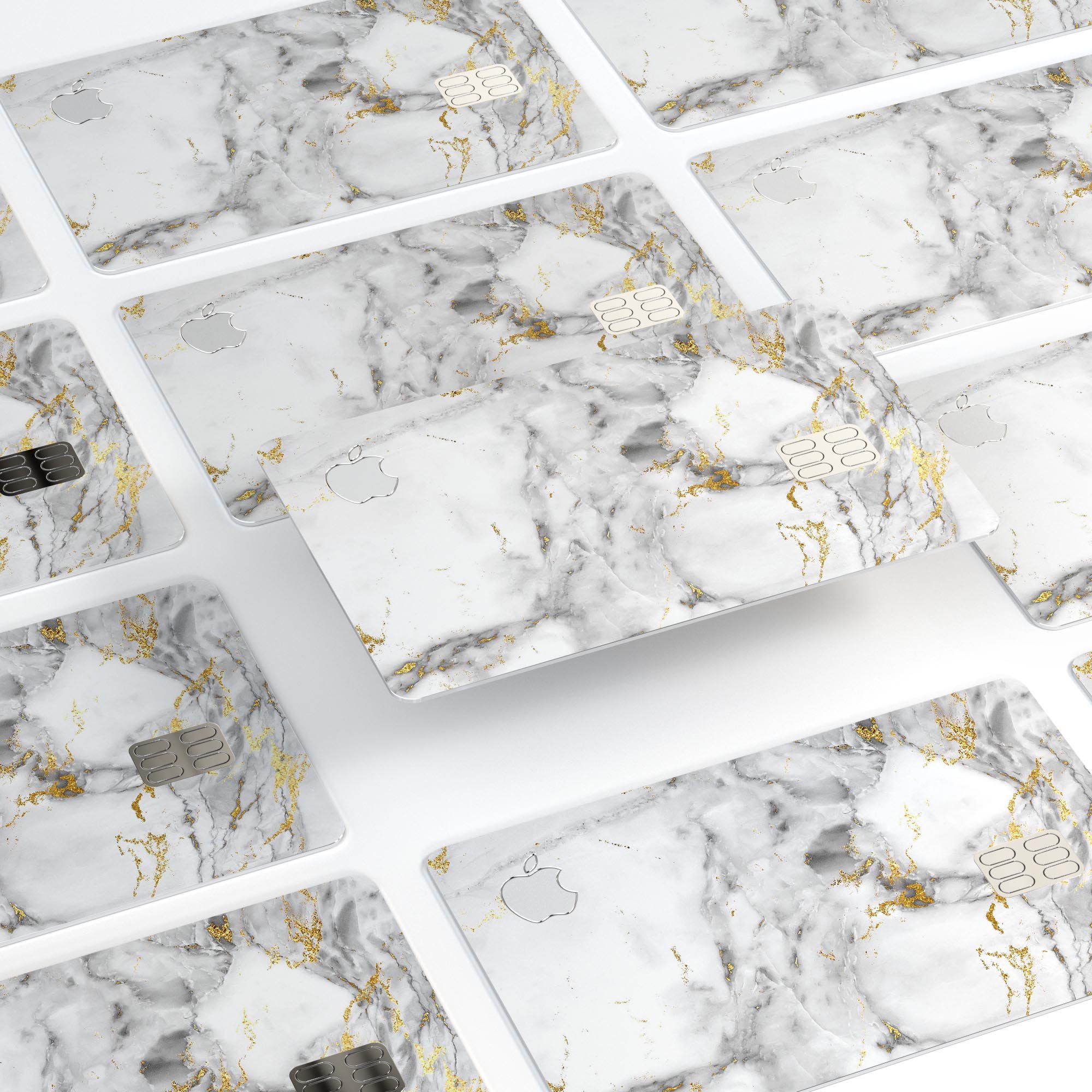 Marble and Digital Gold Foil V8 skin for Apple Card, showcasing its premium design and protective features.
